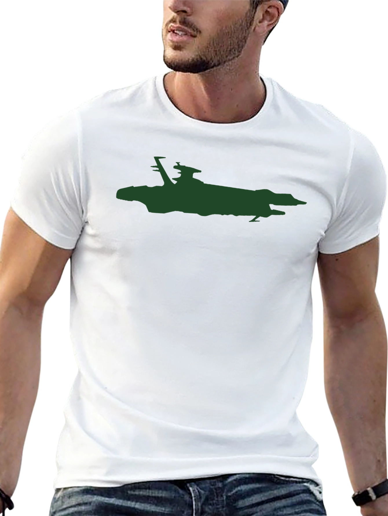 Black T-Shirt with Abstract Green Design