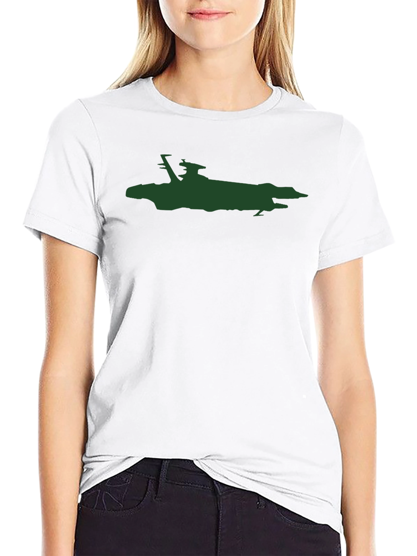 Black T-Shirt with Abstract Green Design