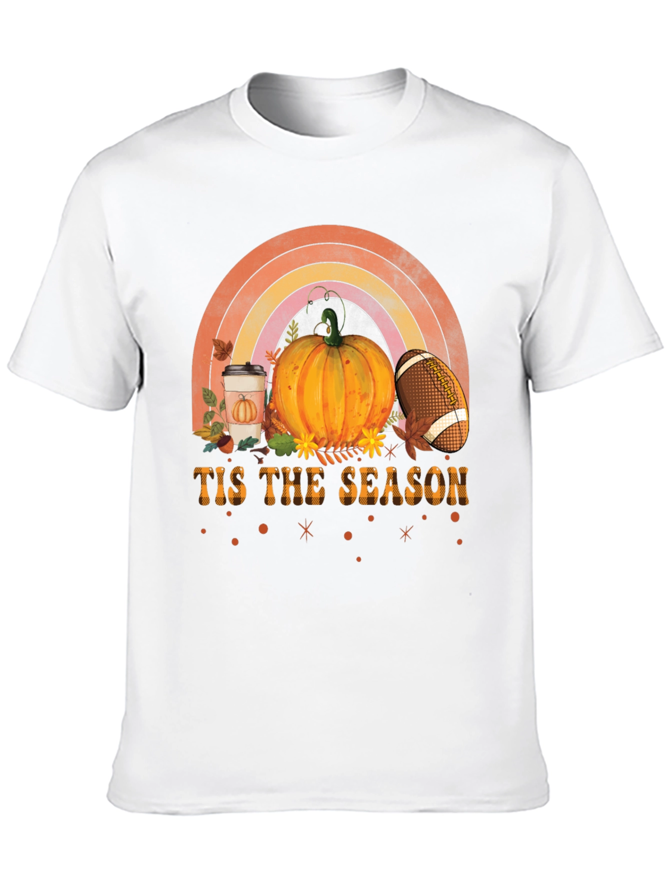 Fall Season T-Shirt with Pumpkin and Football Design