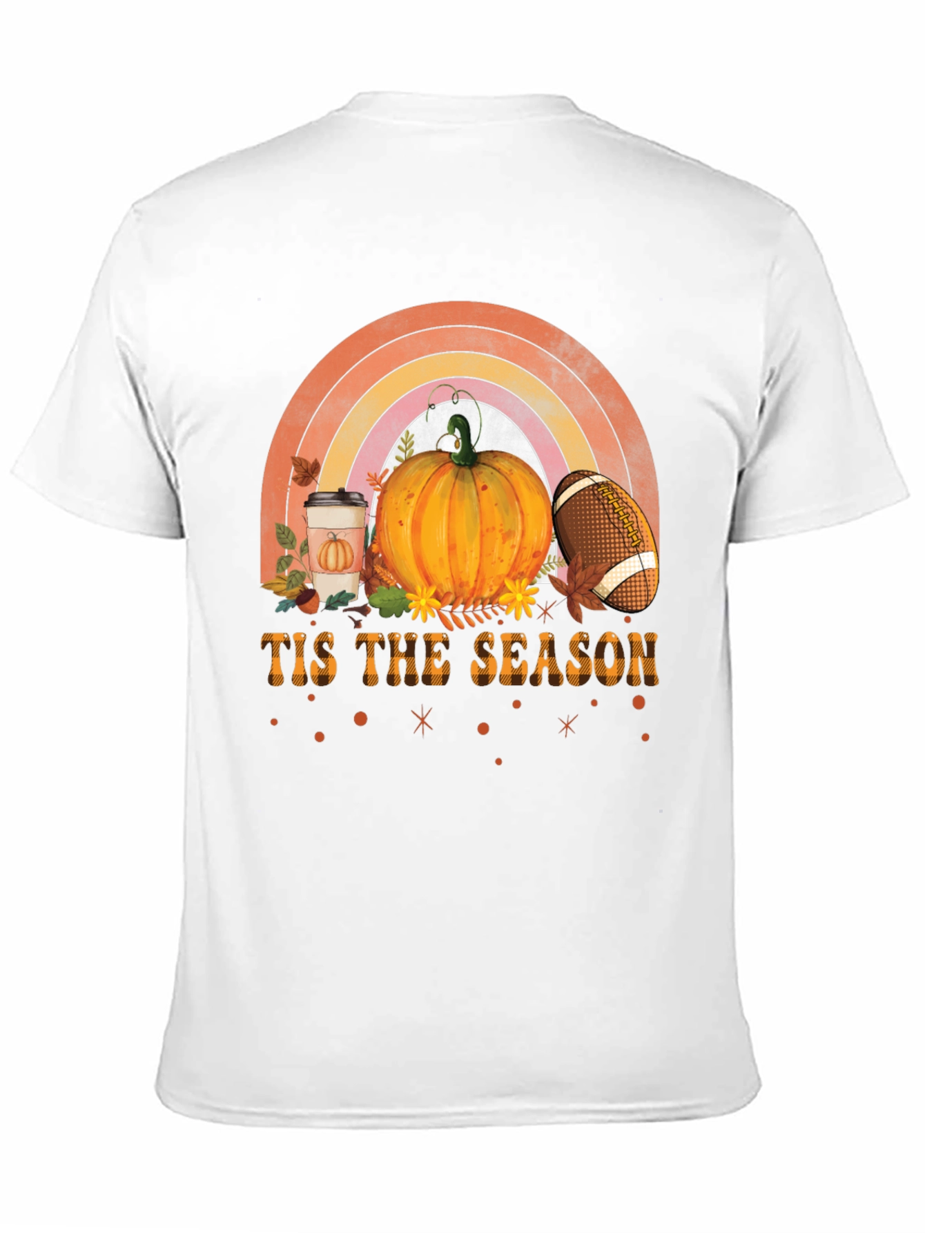 Fall Season T-Shirt with Pumpkin and Football Design