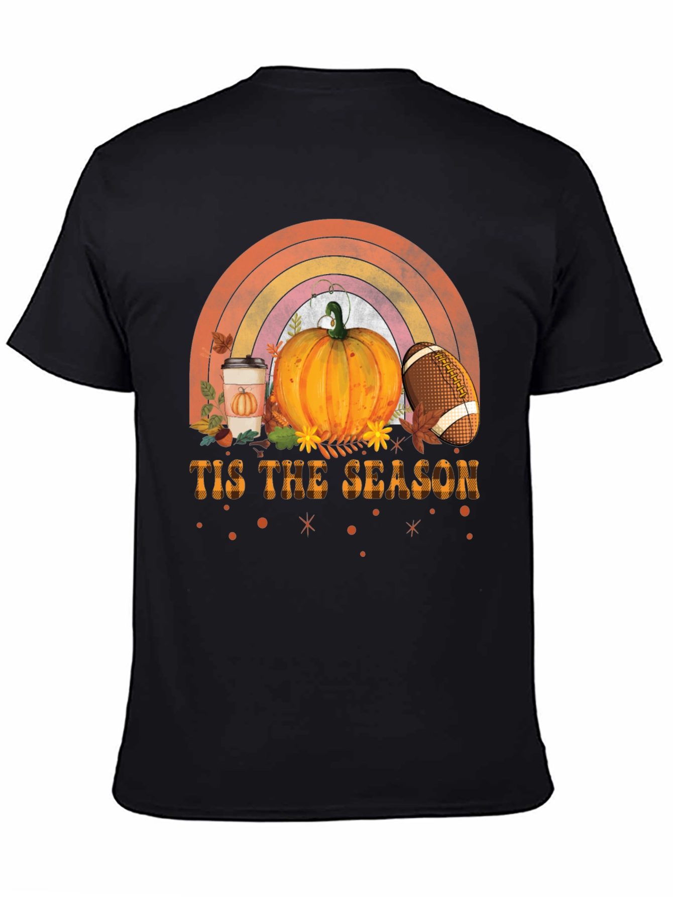 Fall Season T-Shirt with Pumpkin and Football Design