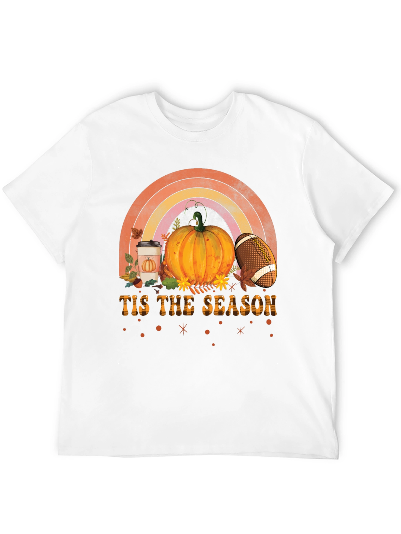 Fall Season T-Shirt with Pumpkin and Football Design