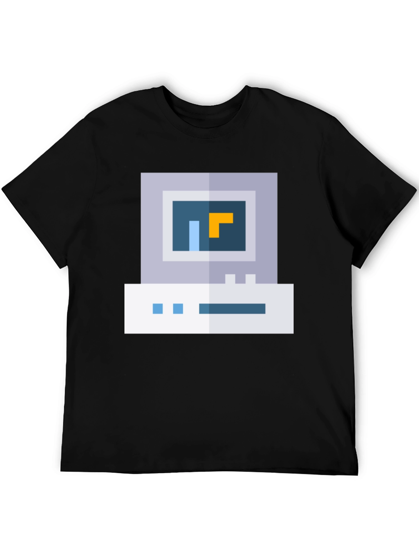 Retro Pixel Computer Graphic Tee - Black