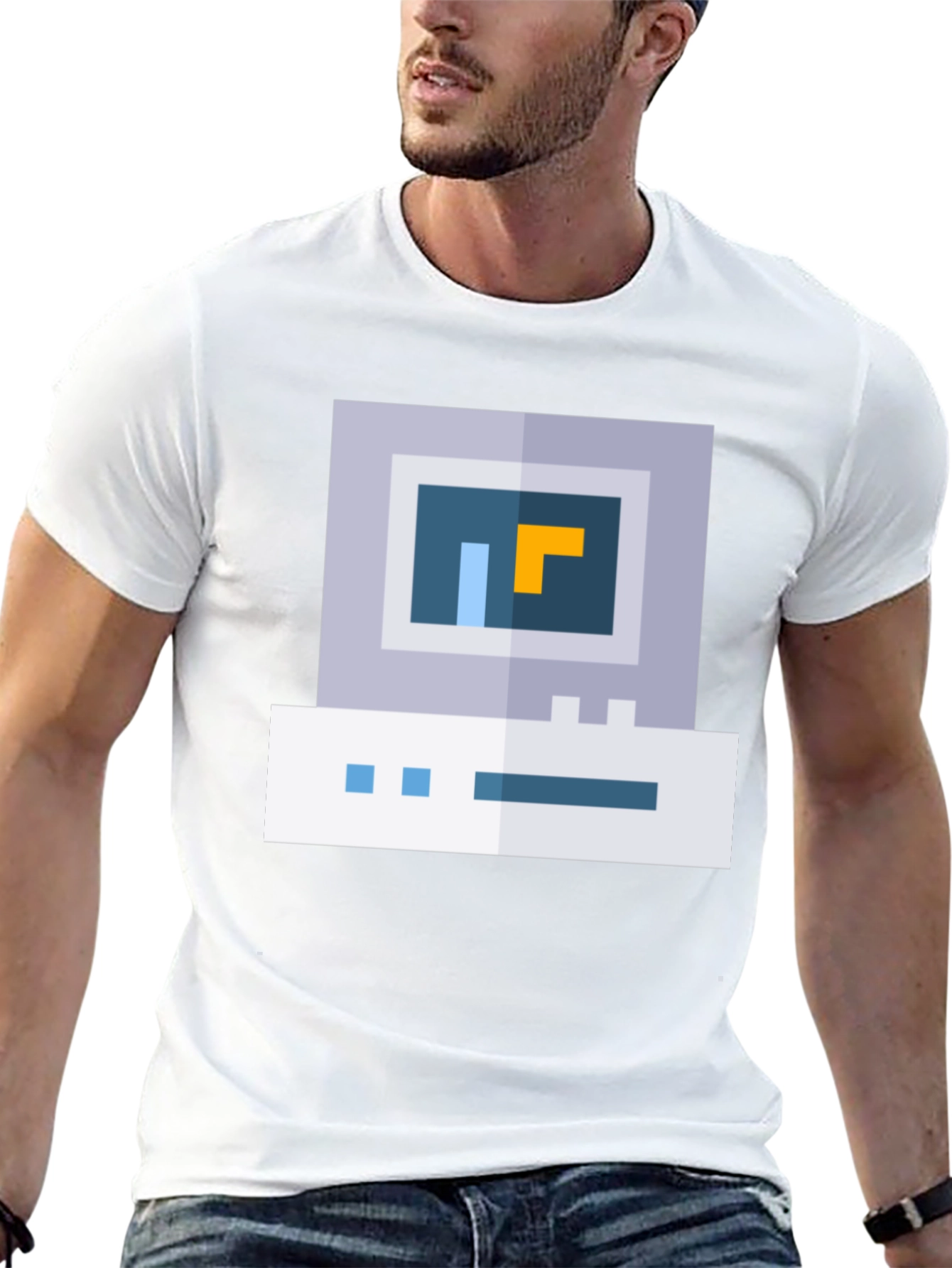 Retro Pixel Computer Graphic Tee - Black