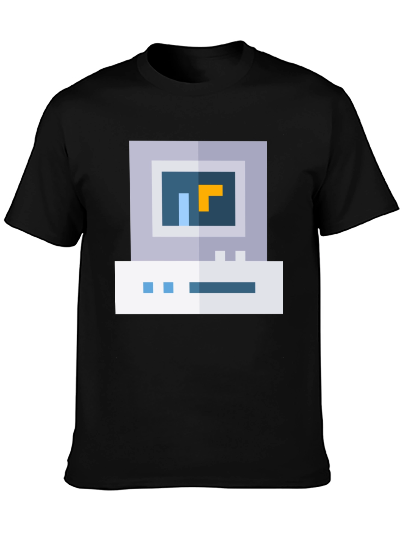Retro Pixel Computer Graphic Tee - Black