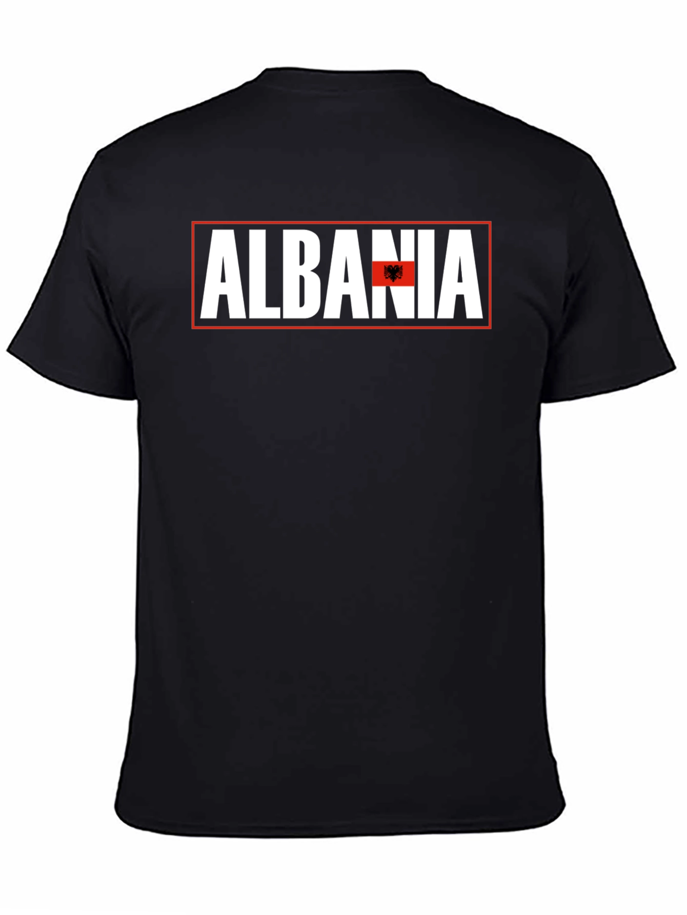 Albania Flag Graphic T-Shirt - Mens Black Tee