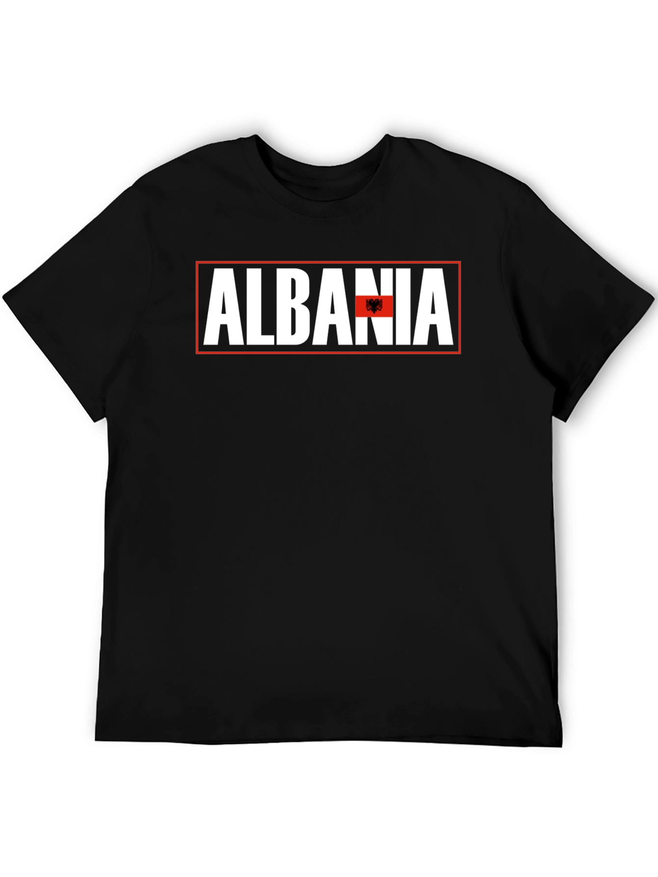 Albania Flag Graphic T-Shirt - Mens Black Tee