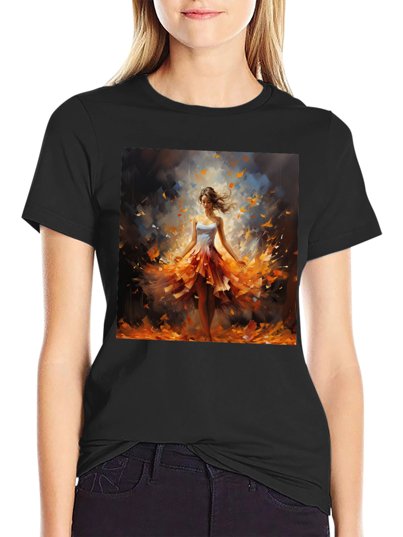 Woman in Autumn Dress T-Shirt