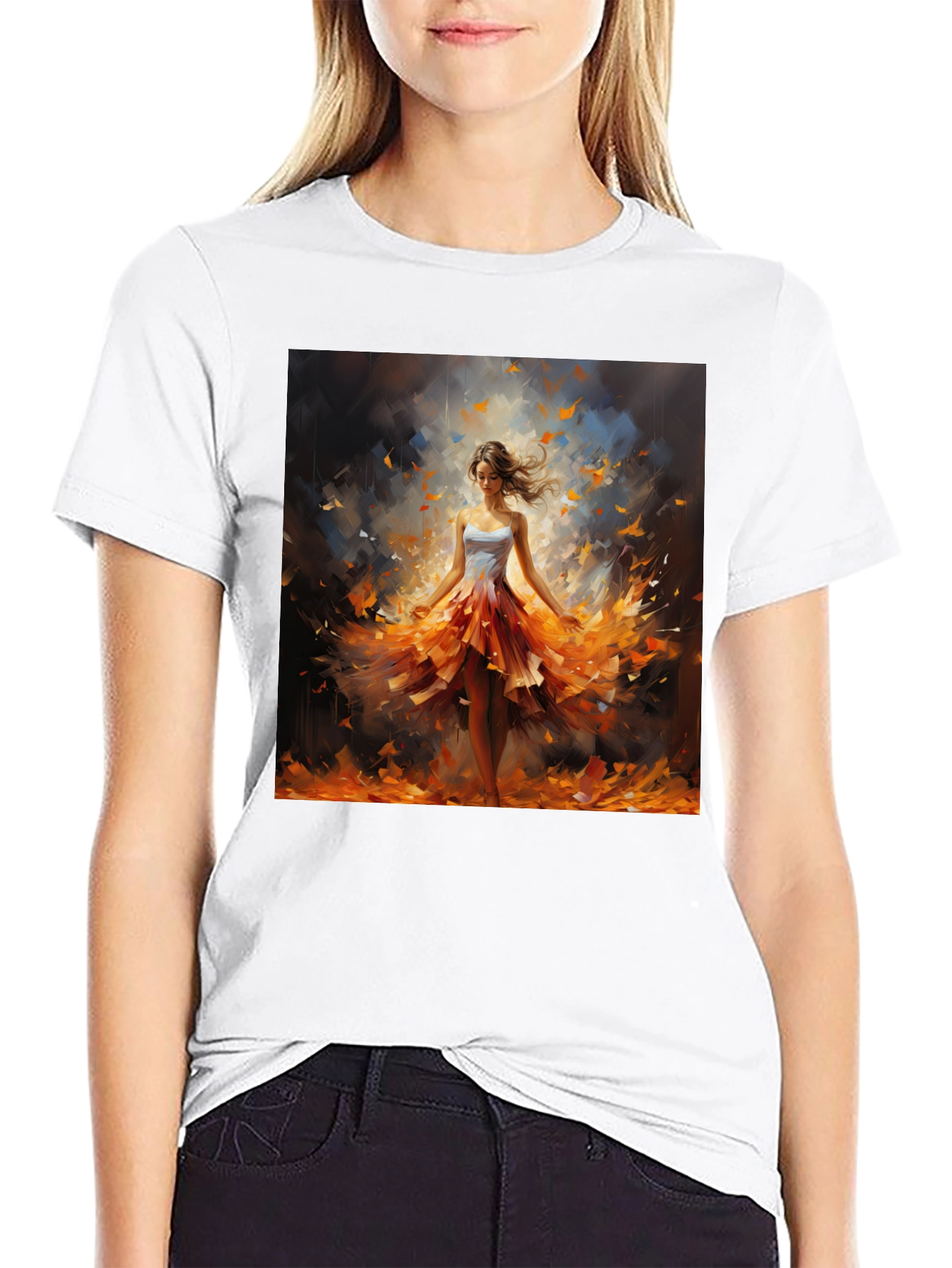 Woman in Autumn Dress T-Shirt