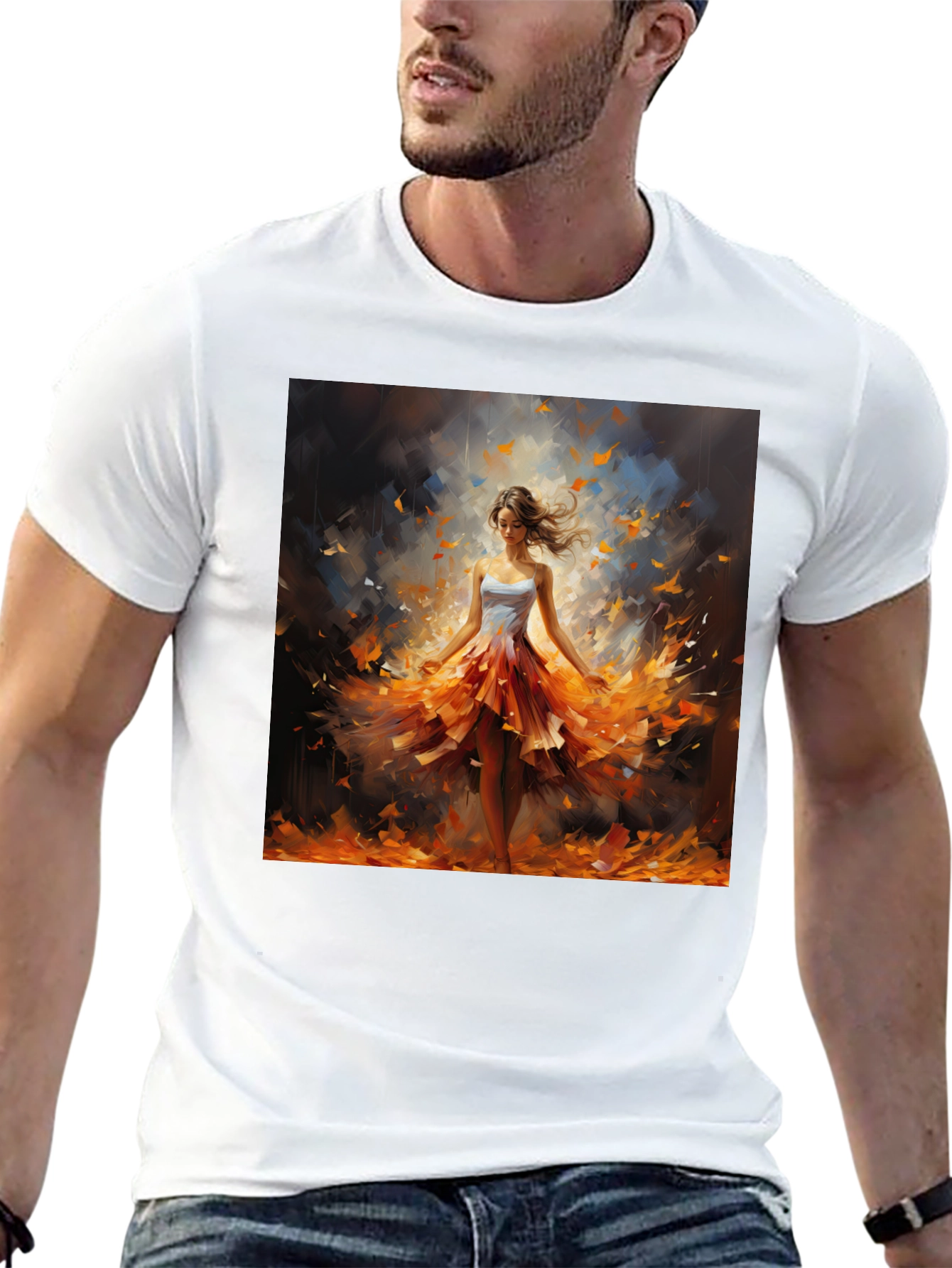 Woman in Autumn Dress T-Shirt