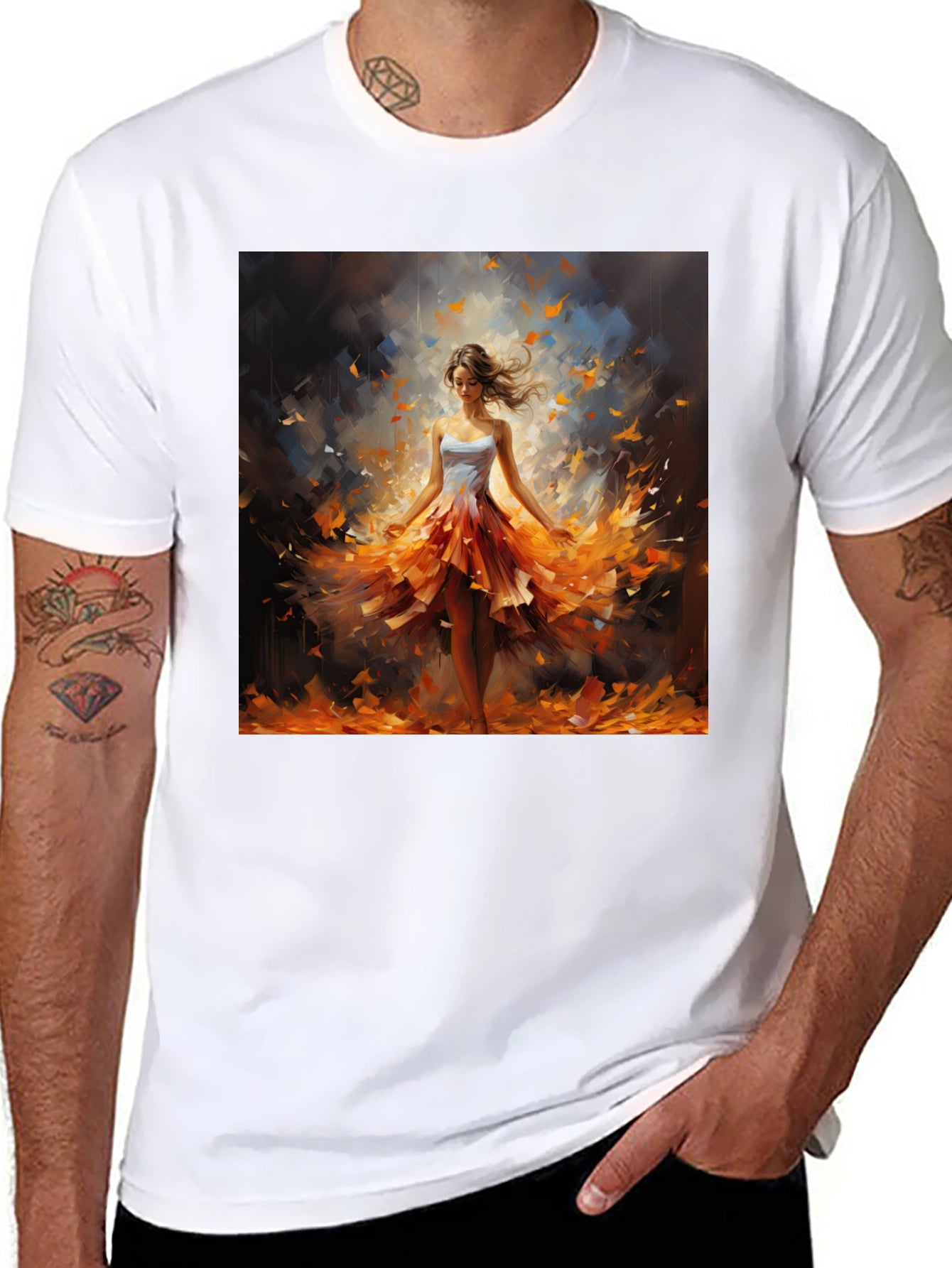 Woman in Autumn Dress T-Shirt