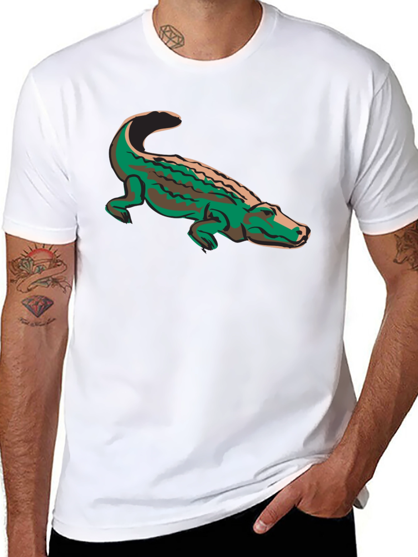 Alligator Graphic Print Black Tee