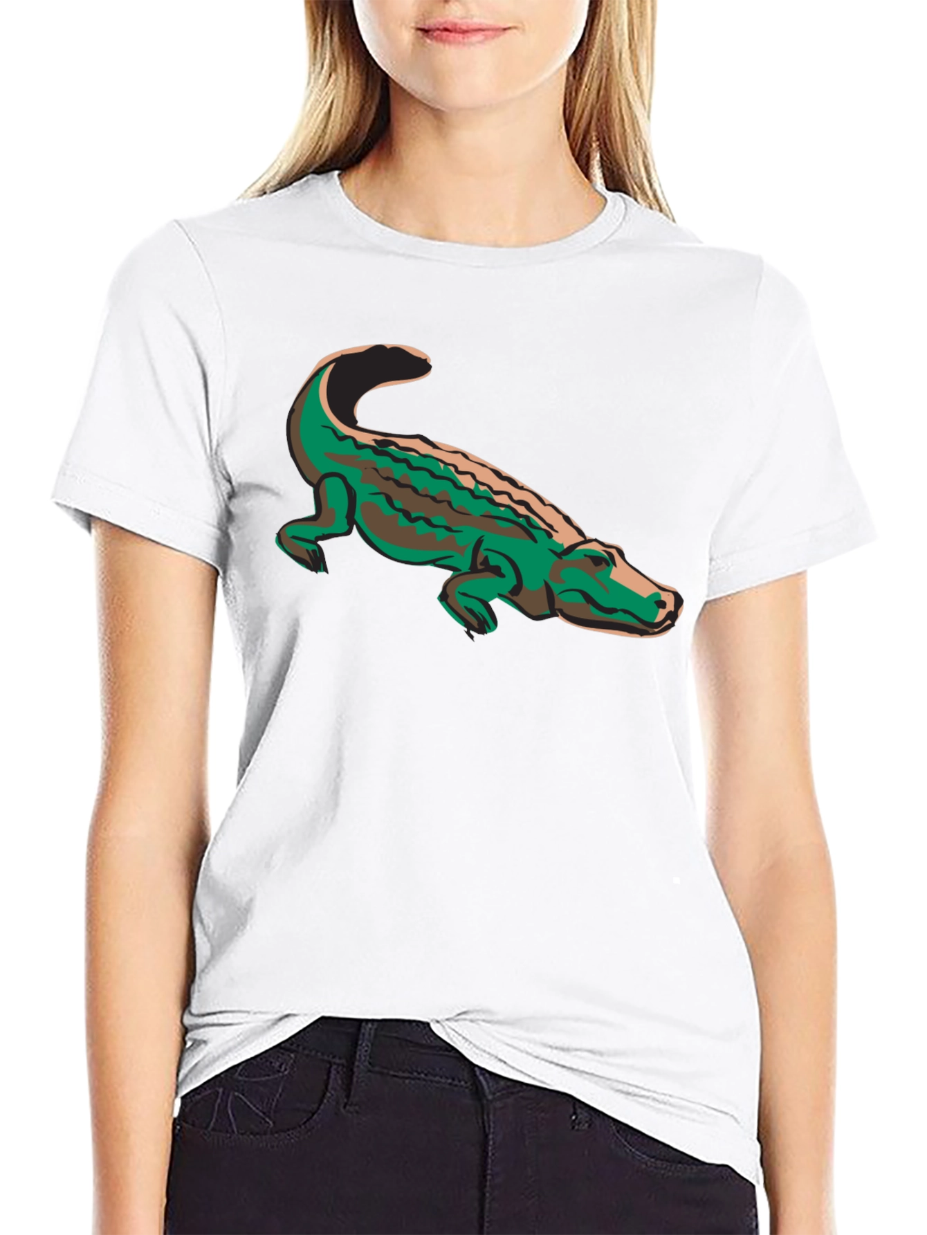 Alligator Graphic Print Black Tee