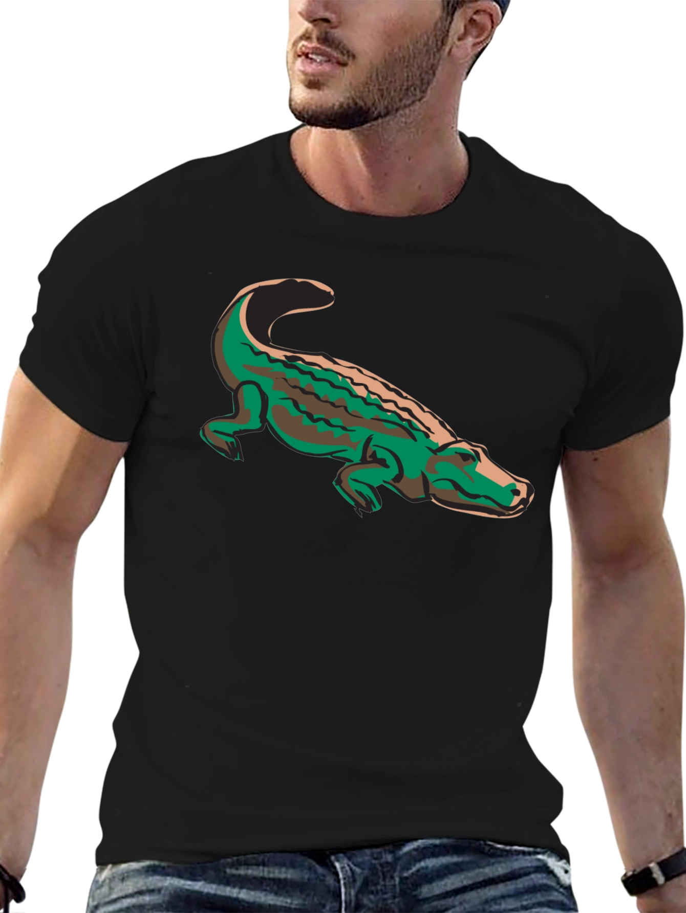 Alligator Graphic Print Black Tee
