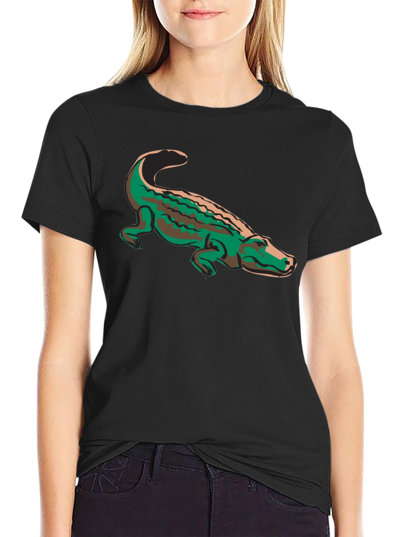 Alligator Graphic Print Black Tee