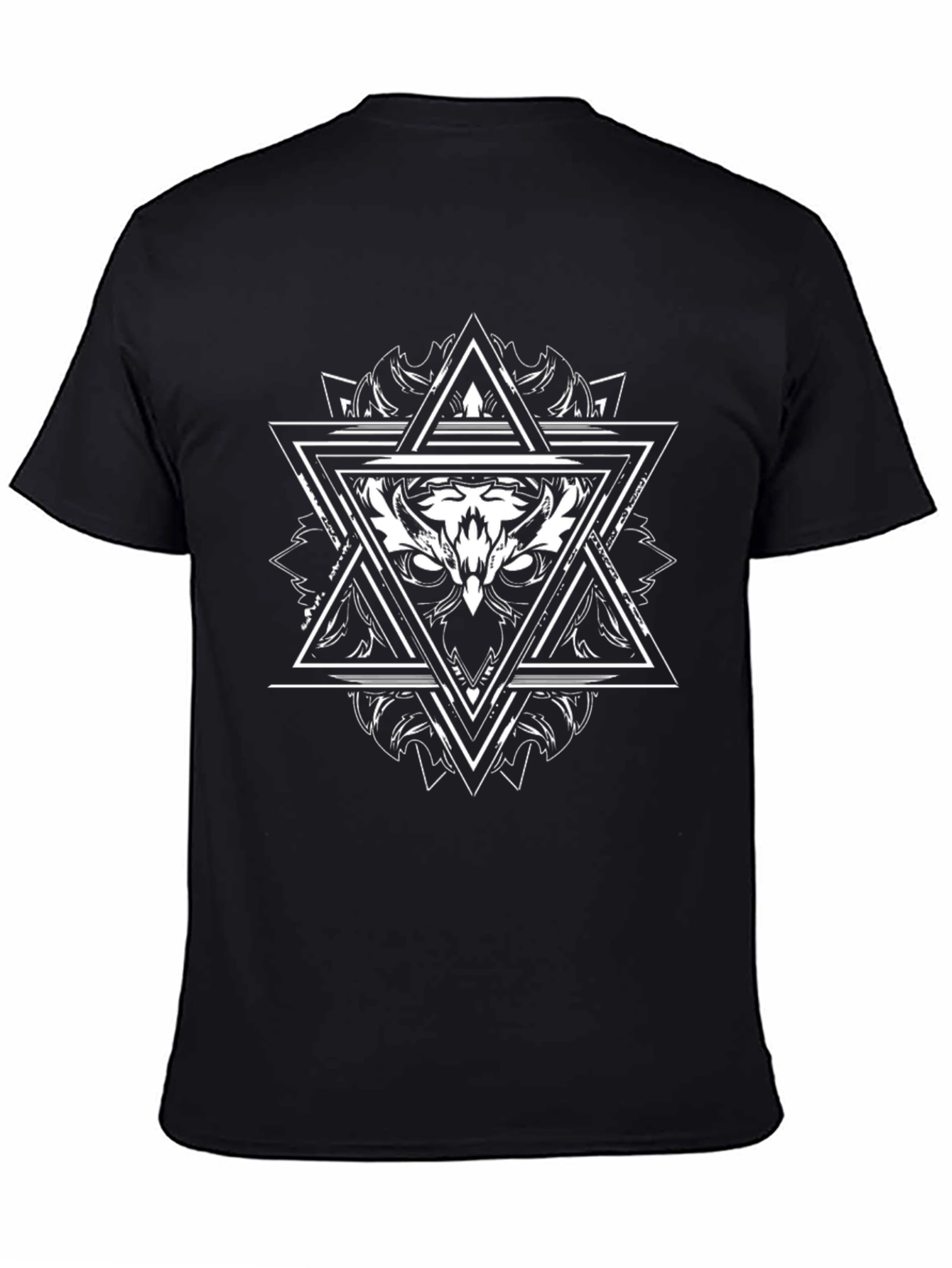 Geometric Owl Graphic Tee - Black Cotton Blend
