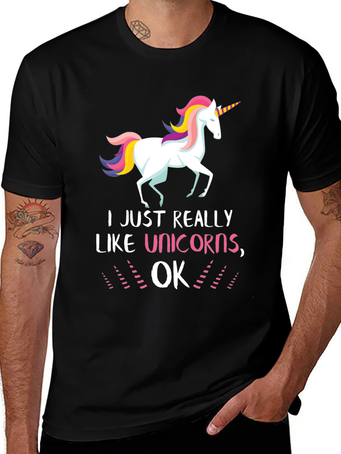 I Like Unicorns OK Black T-Shirt