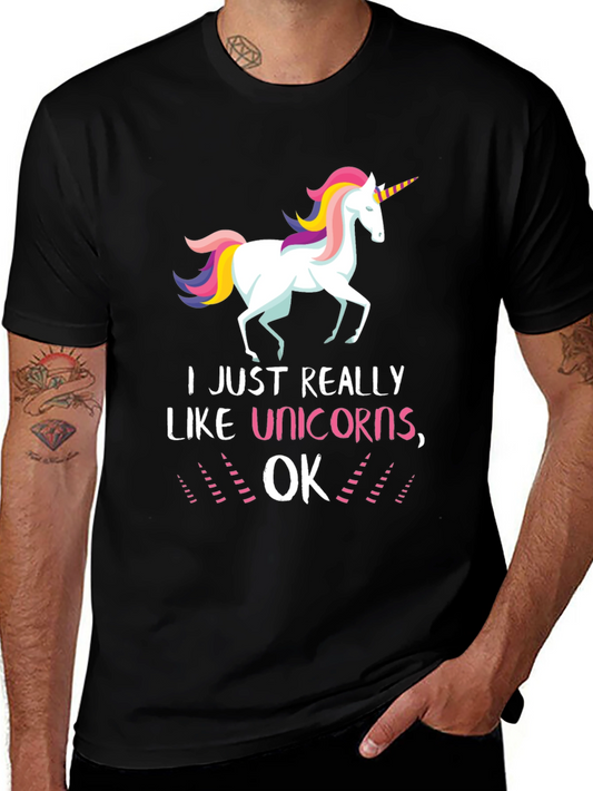 I Like Unicorns OK Black T-Shirt
