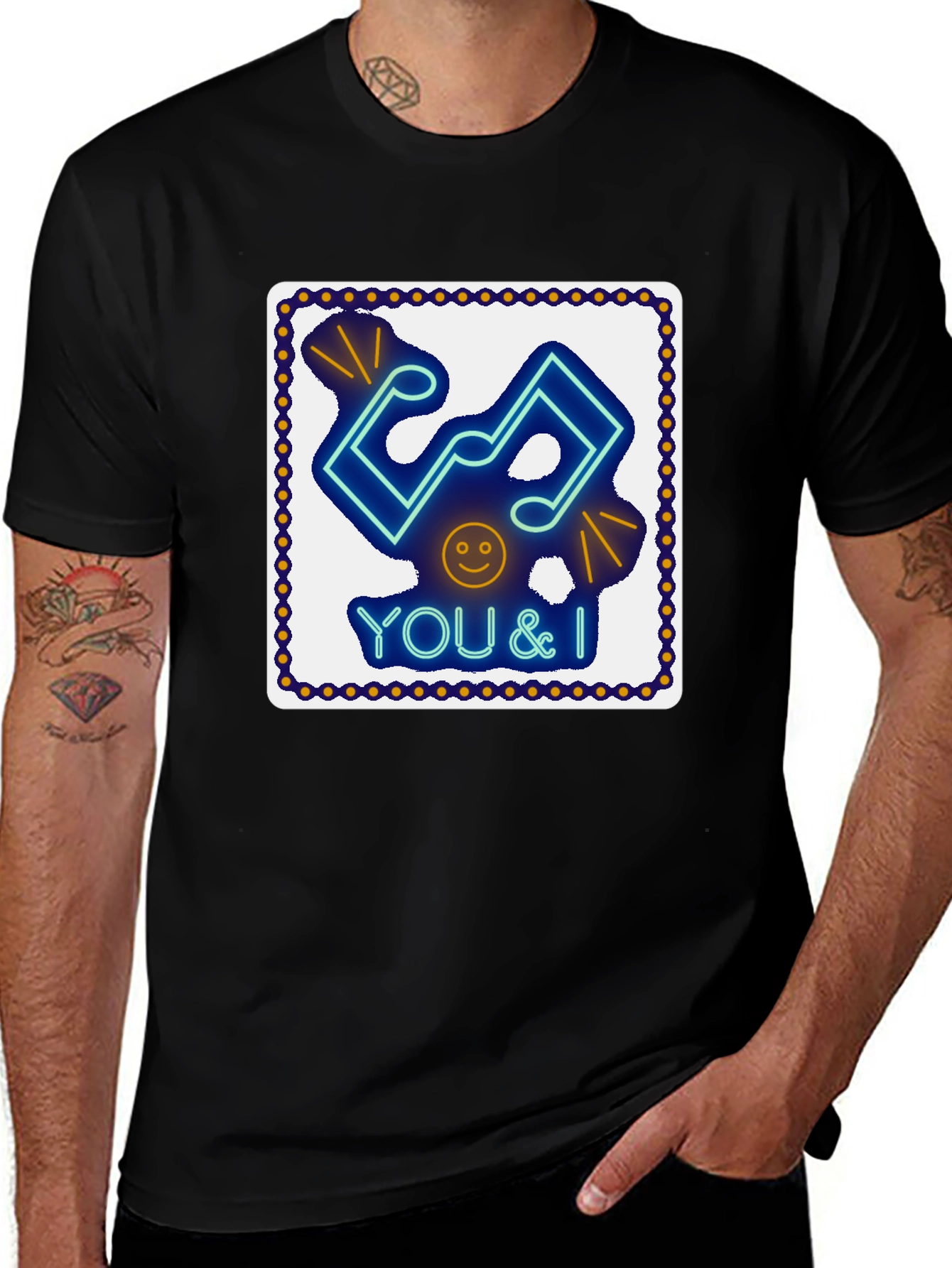 Neon Music Notes T-Shirt - You & I Design