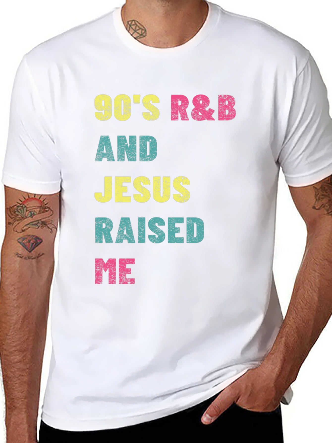 90s R&B and Jesus Raised Me Graphic T-Shirt