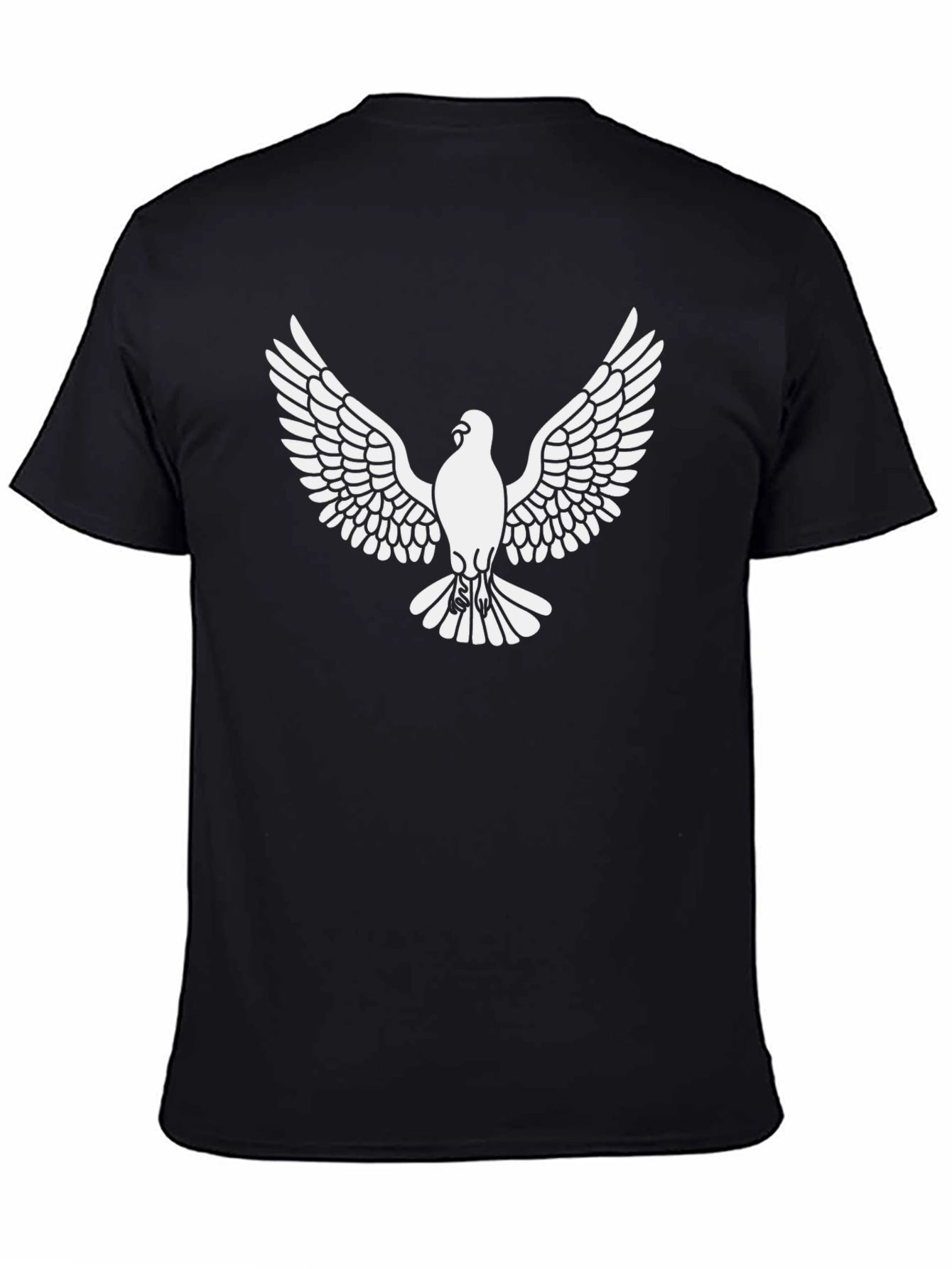Mens Black T-Shirt with Dove Graphic