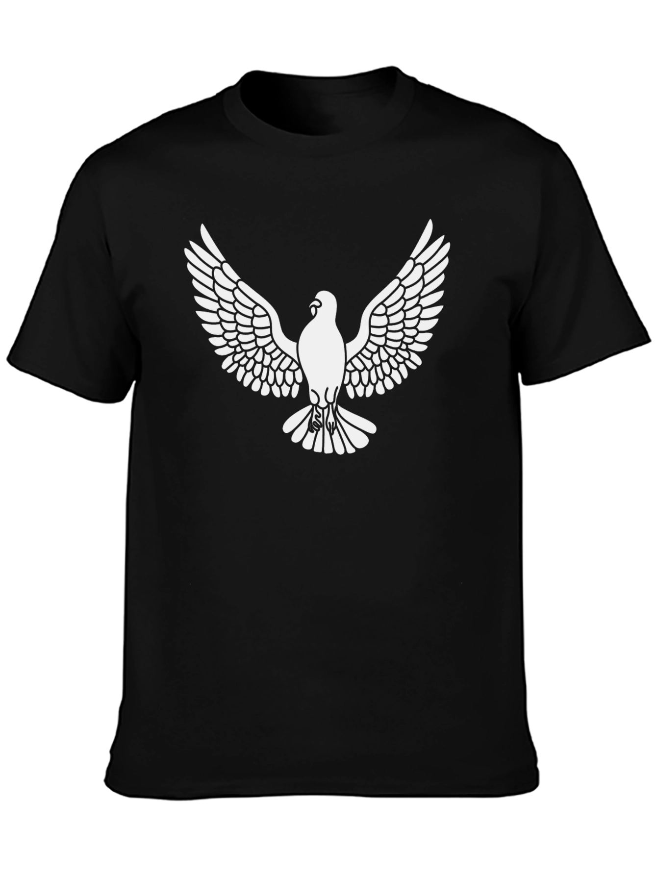 Mens Black T-Shirt with Dove Graphic