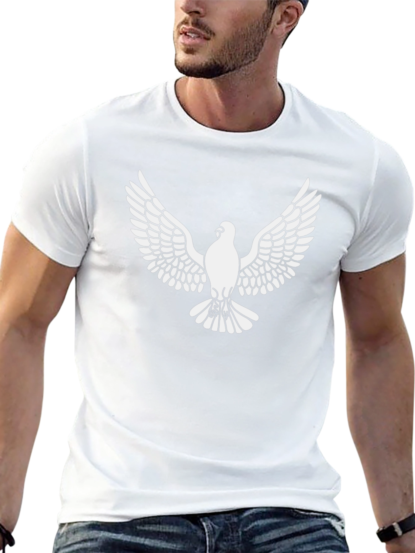 Mens Black T-Shirt with Dove Graphic