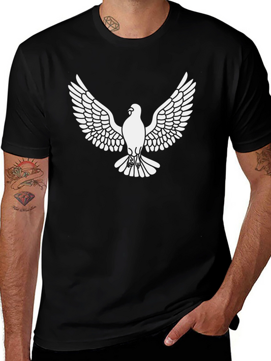 Mens Black T-Shirt with Dove Graphic