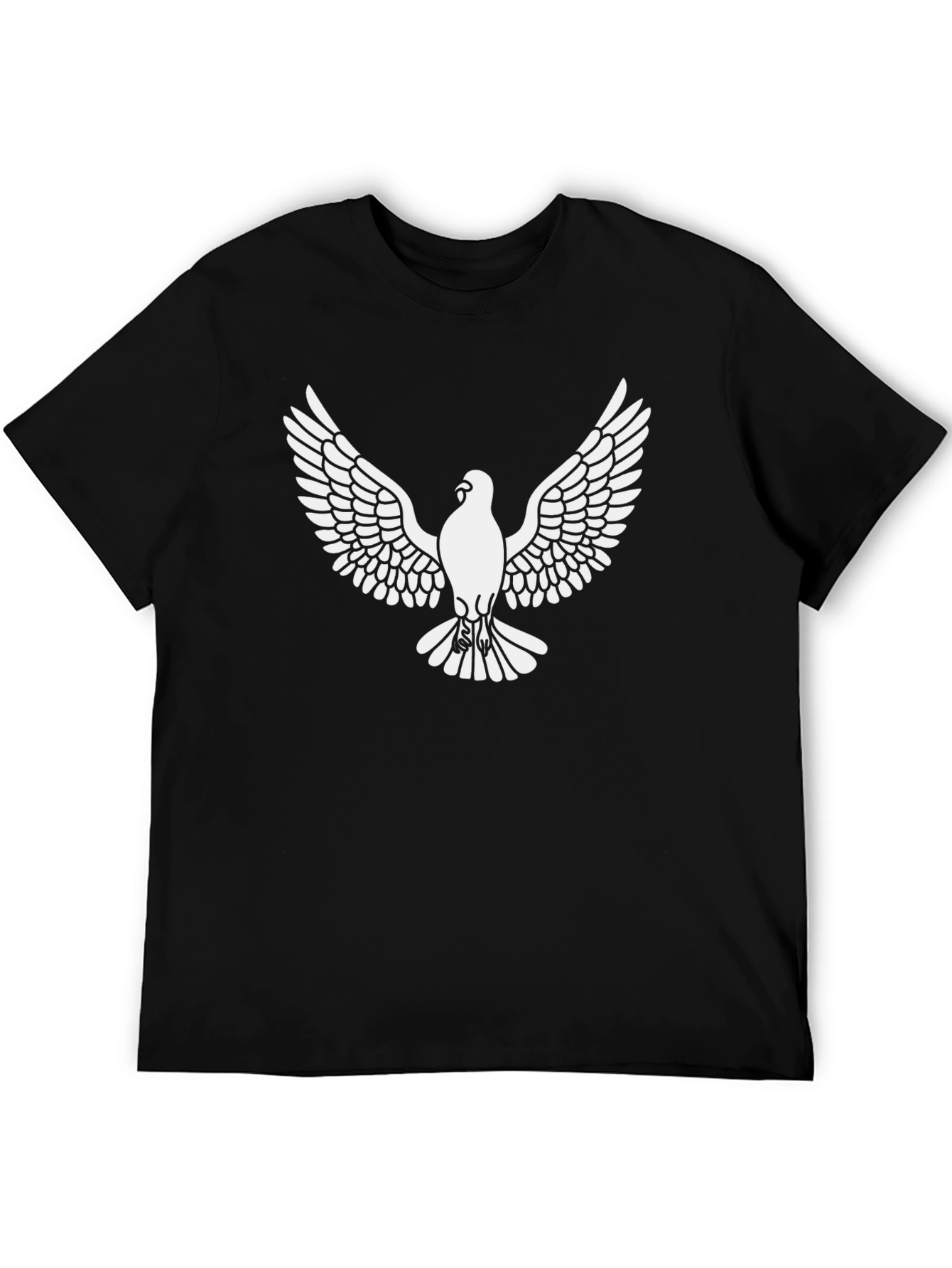 Mens Black T-Shirt with Dove Graphic