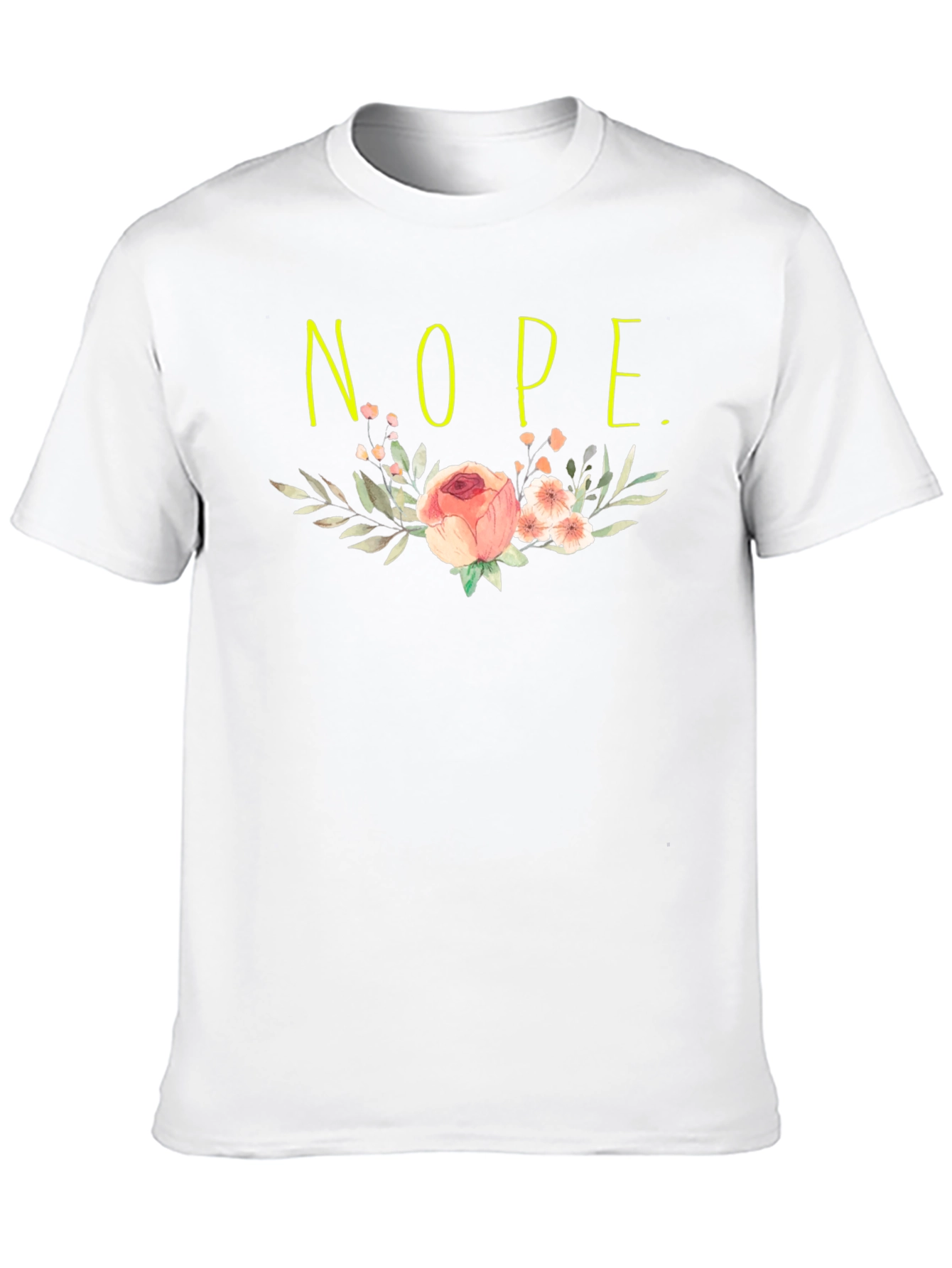 Floral Nope. Graphic Tee - Casual Black T-Shirt
