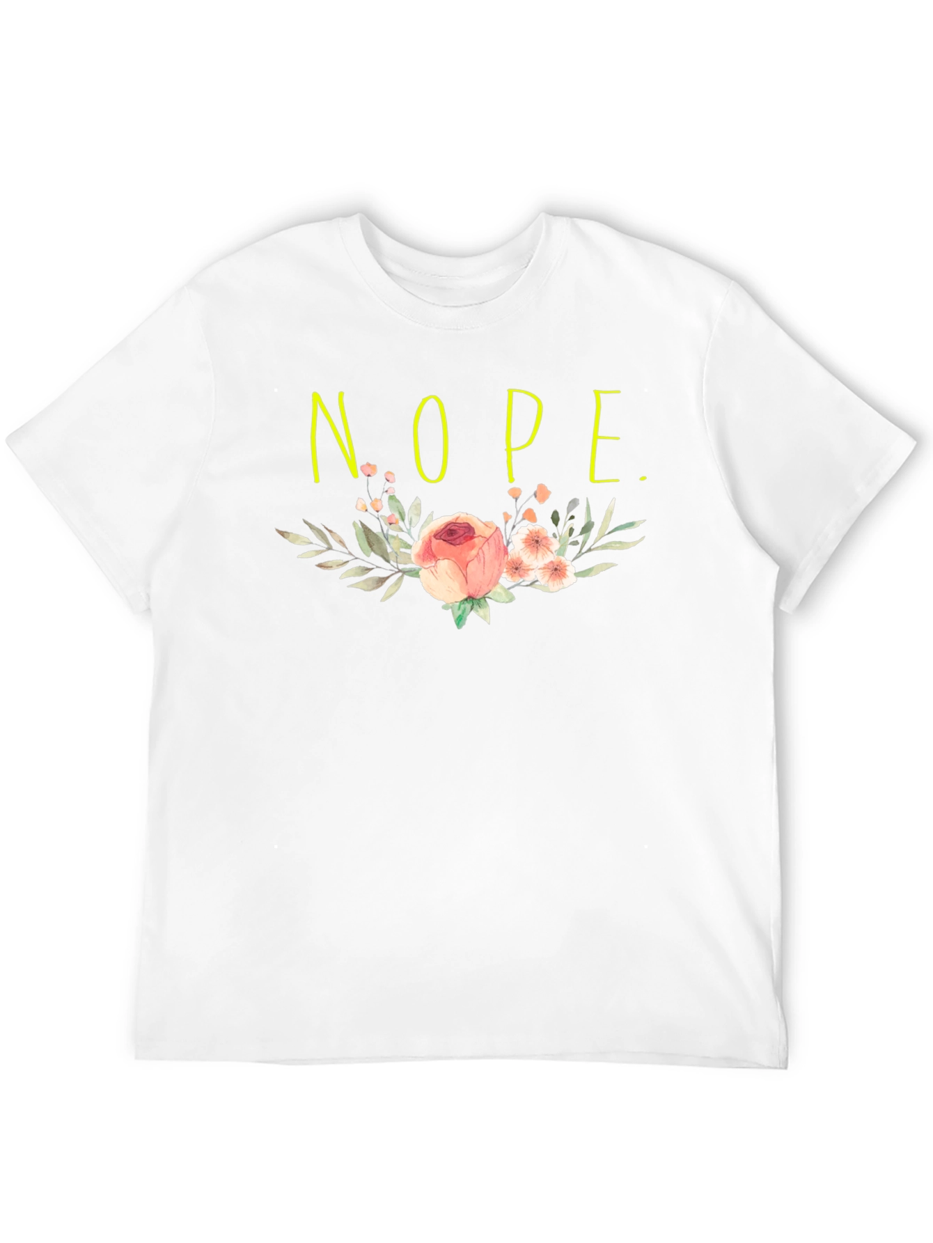 Floral Nope. Graphic Tee - Casual Black T-Shirt
