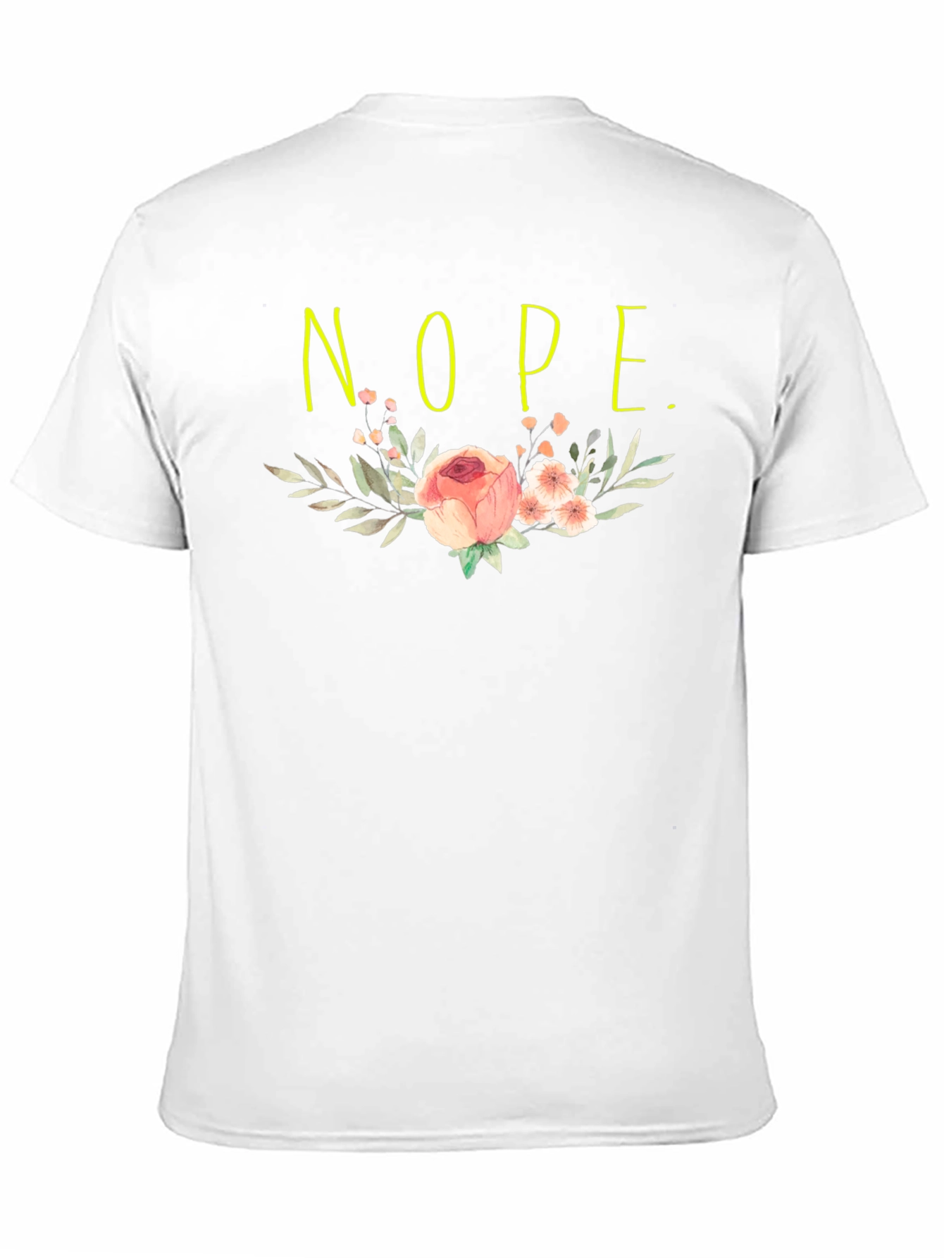 Floral Nope. Graphic Tee - Casual Black T-Shirt
