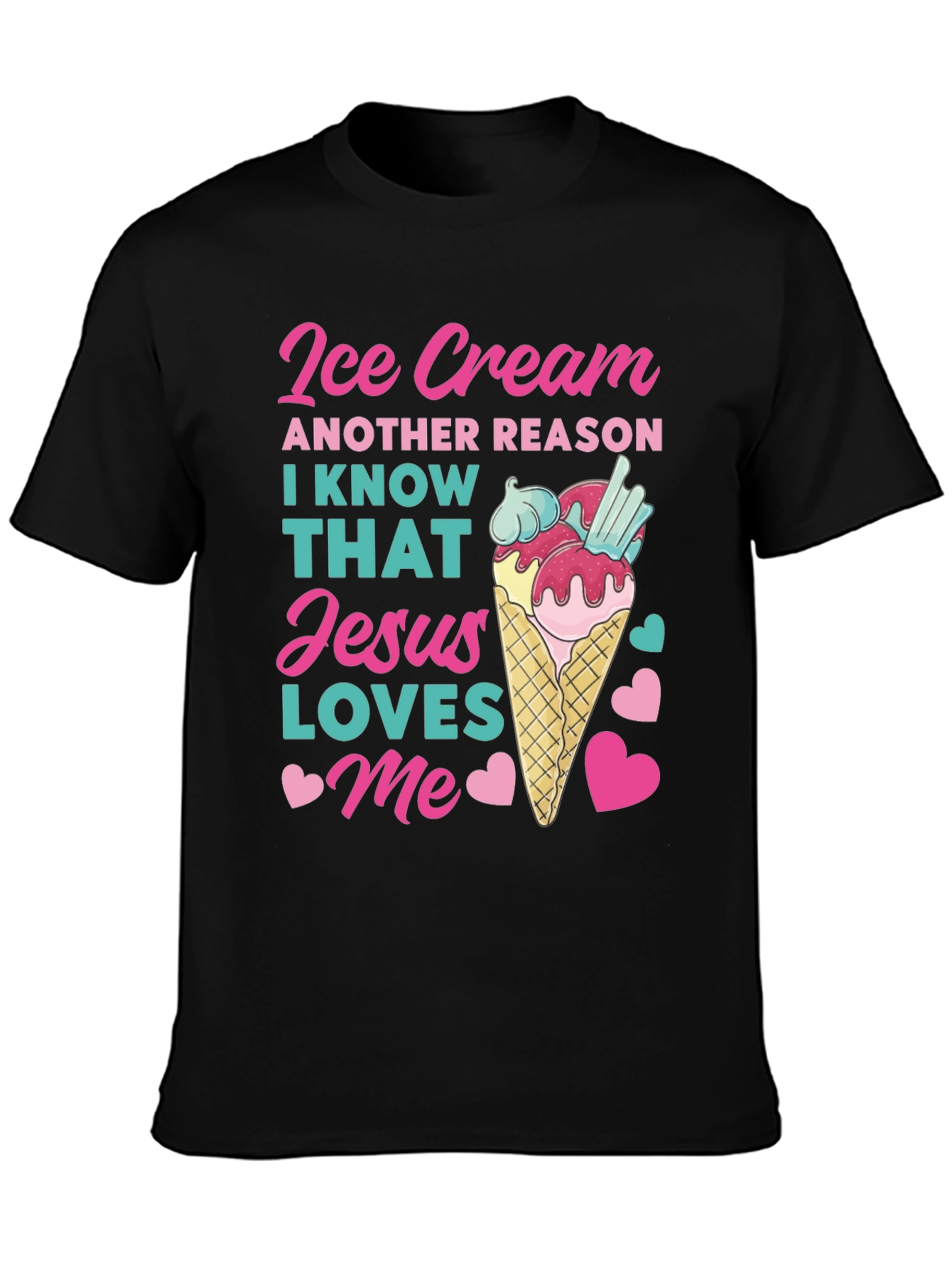 Ice Cream Jesus Loves Me Graphic T-Shirt