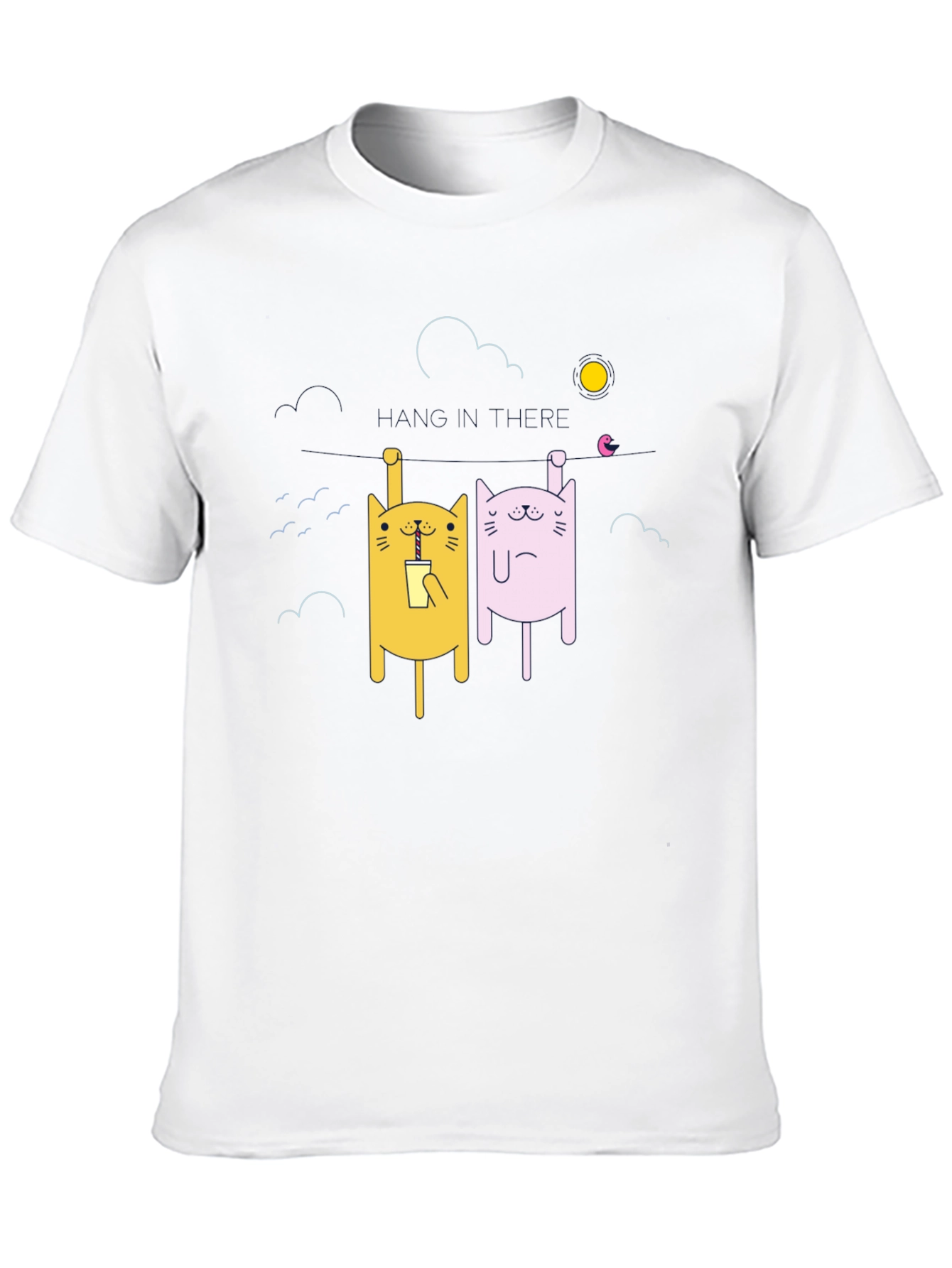 Cartoon Cat Graphic T-Shirt - Unisex Black Tee