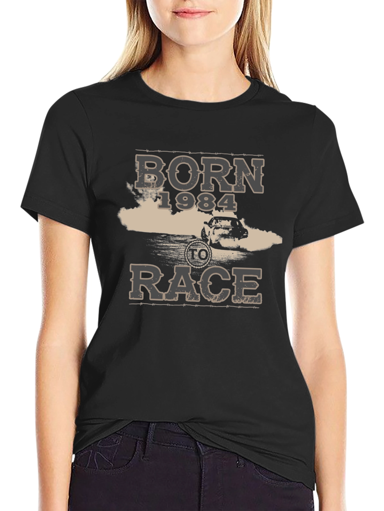 Born 1984 to Race Black Graphic Tee
