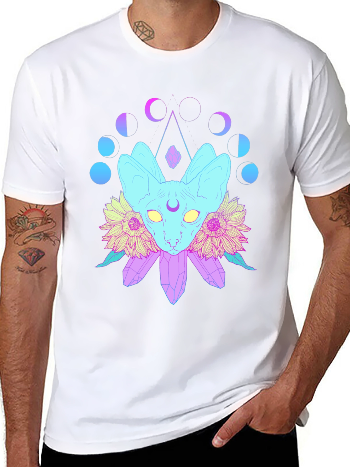 Mystic Cat Moon Phases T-Shirt
