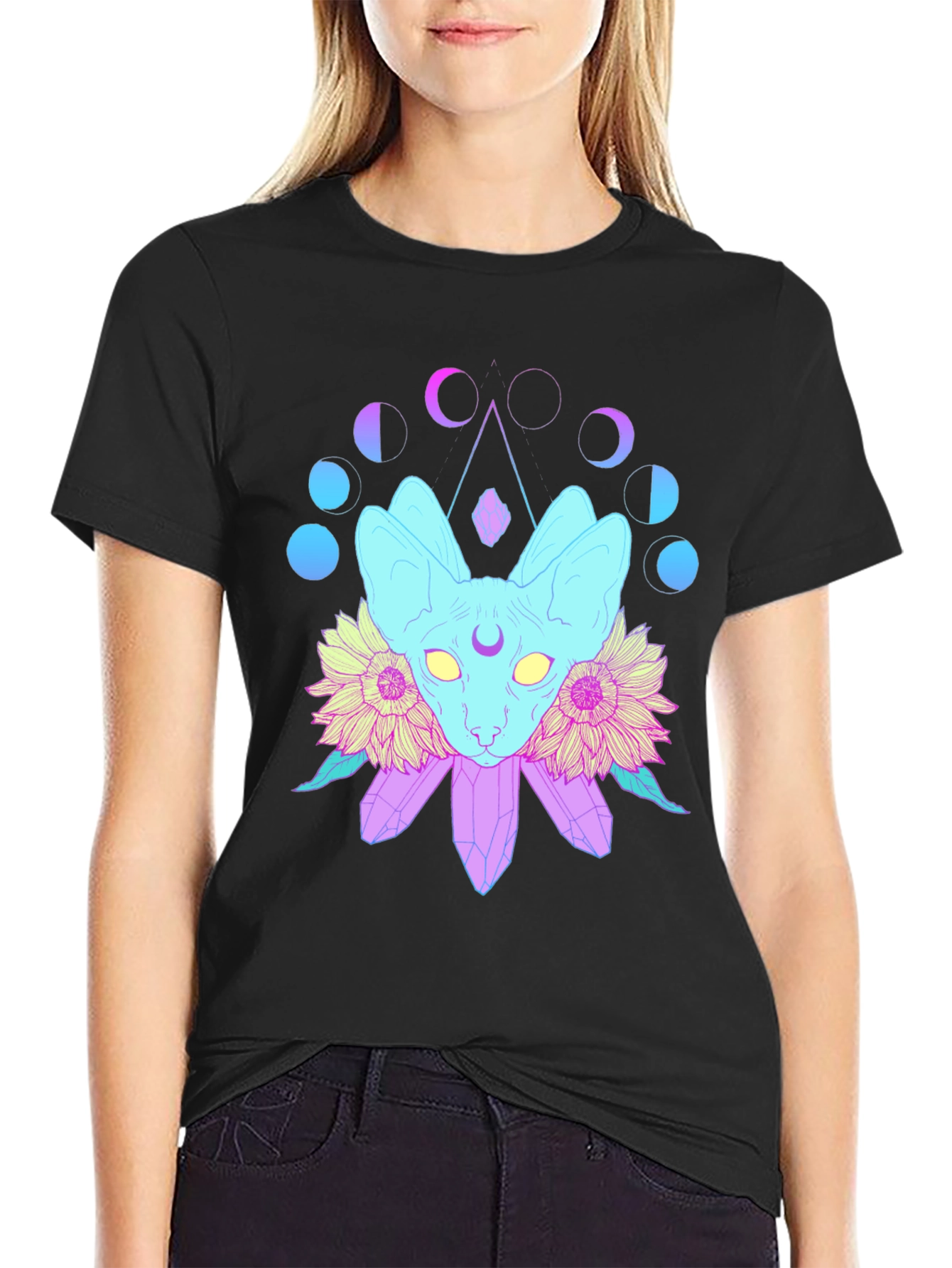 Mystic Cat Moon Phases T-Shirt