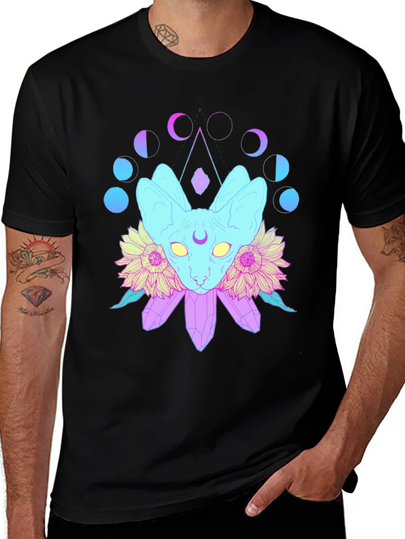 Mystic Cat Moon Phases T-Shirt