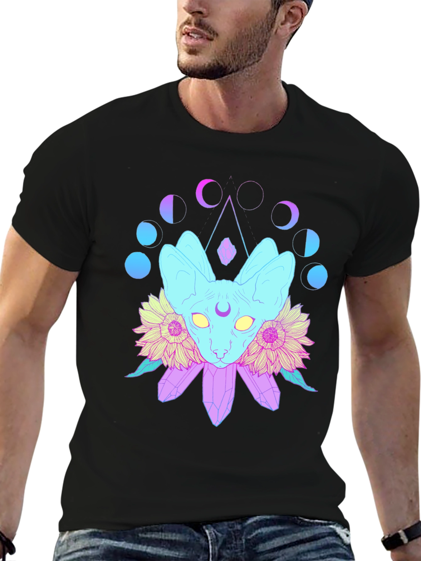 Mystic Cat Moon Phases T-Shirt
