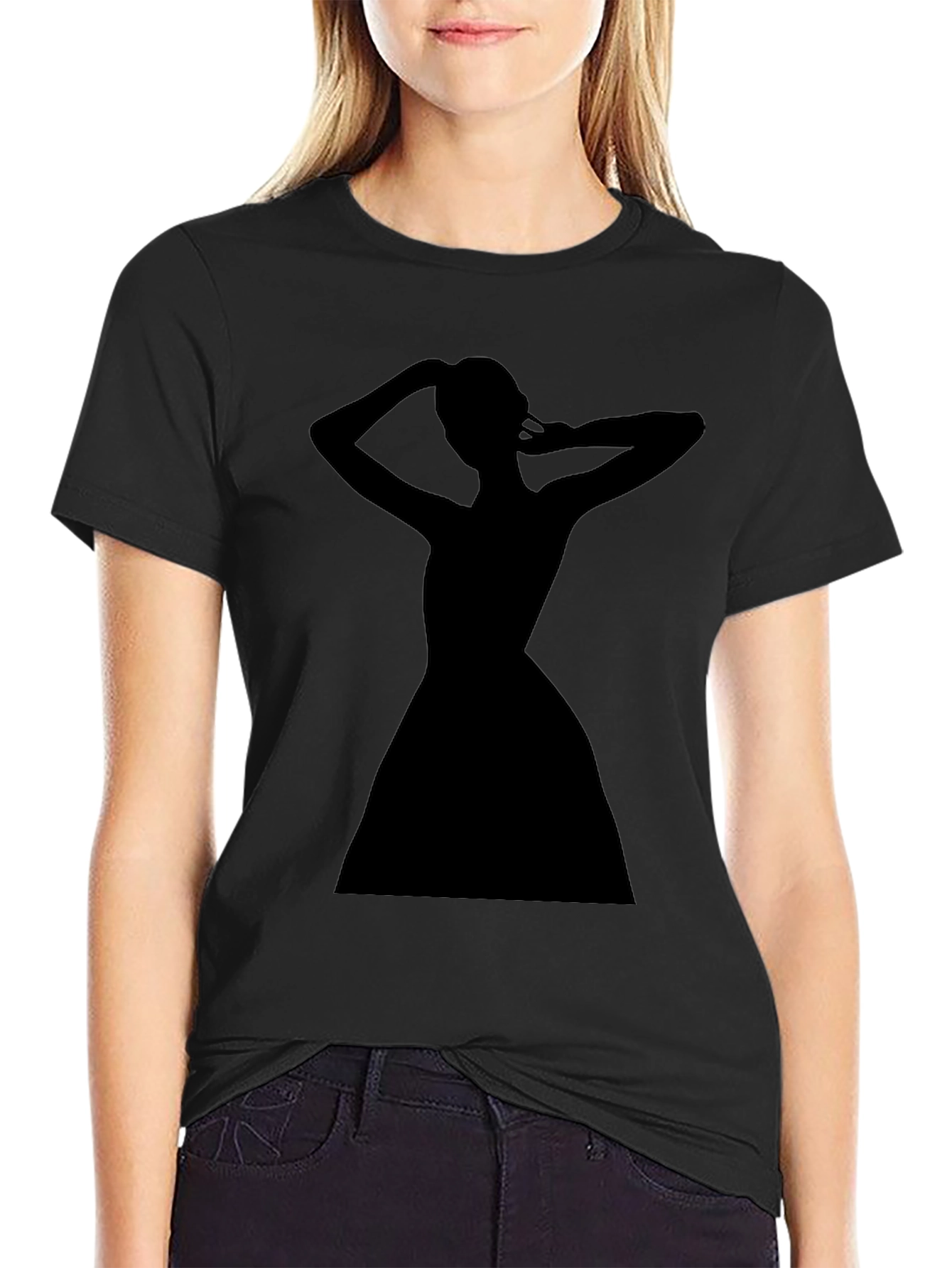 Silhouette Woman Black T-Shirt