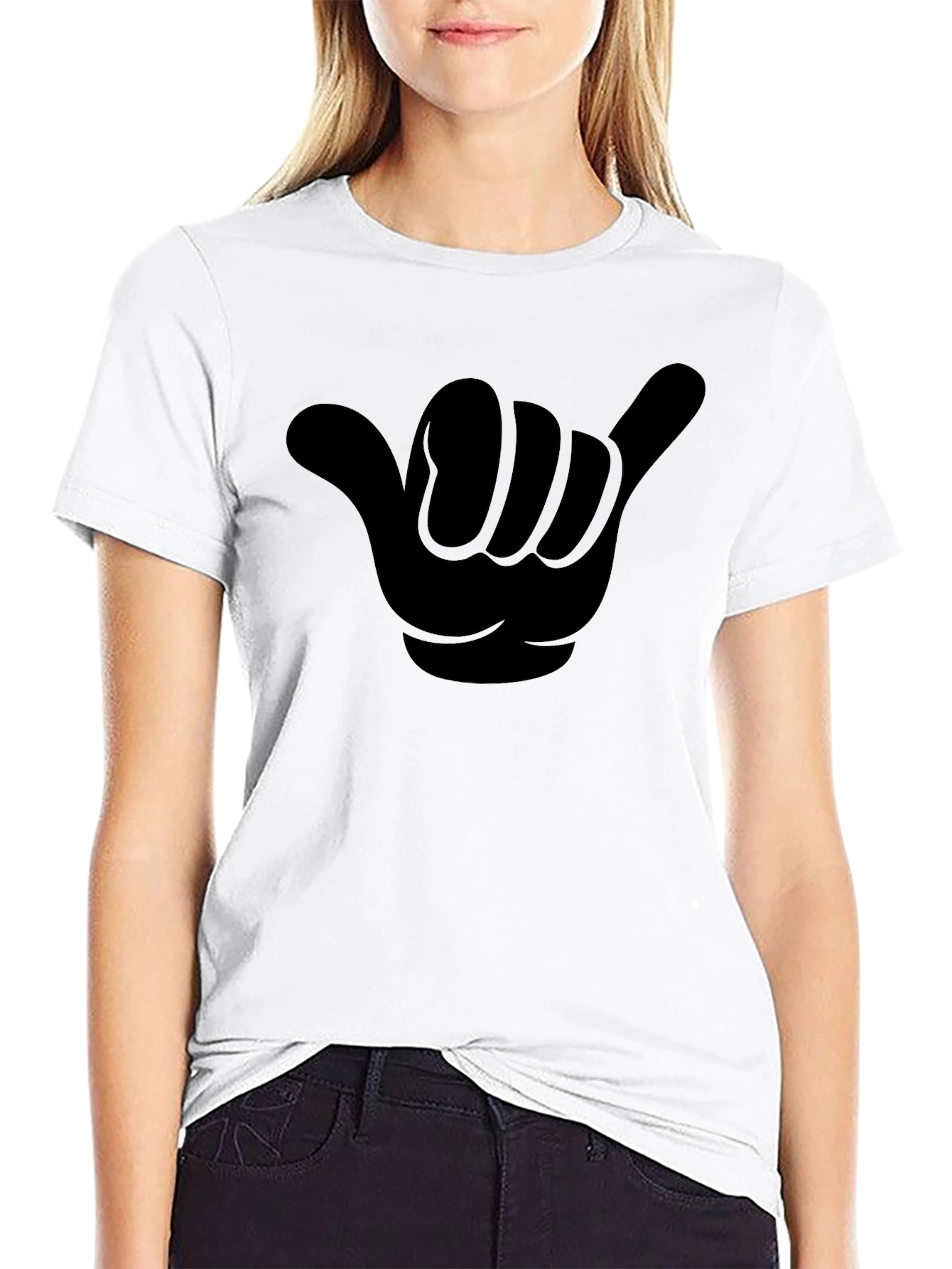 Hang Loose Shaka Sign Graphic Tee - Black