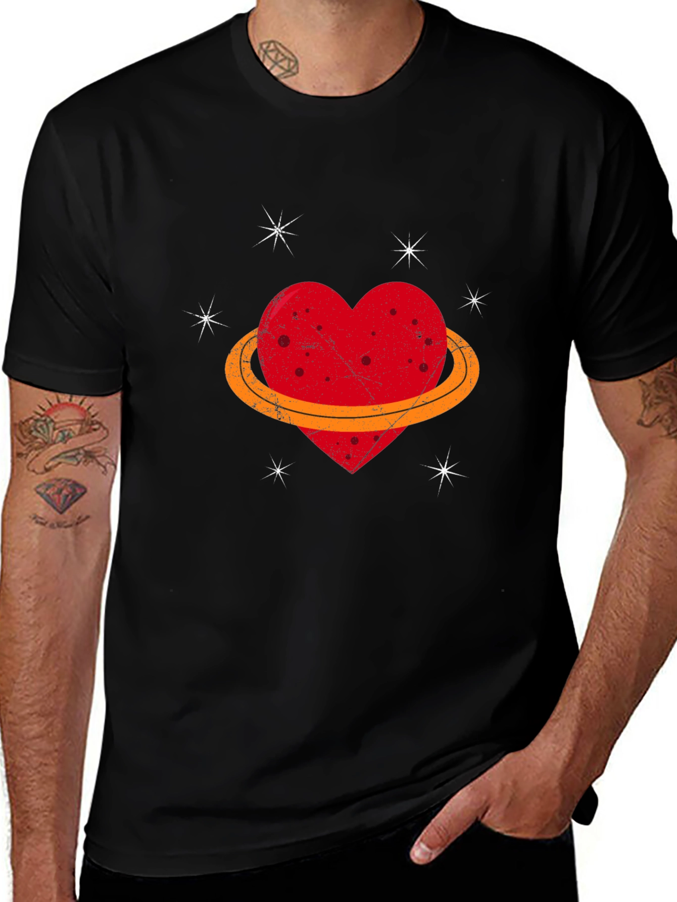 Heart Planet Graphic Tee - Unique Design