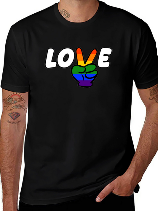 Love Wins Rainbow Peace Sign Graphic Tee