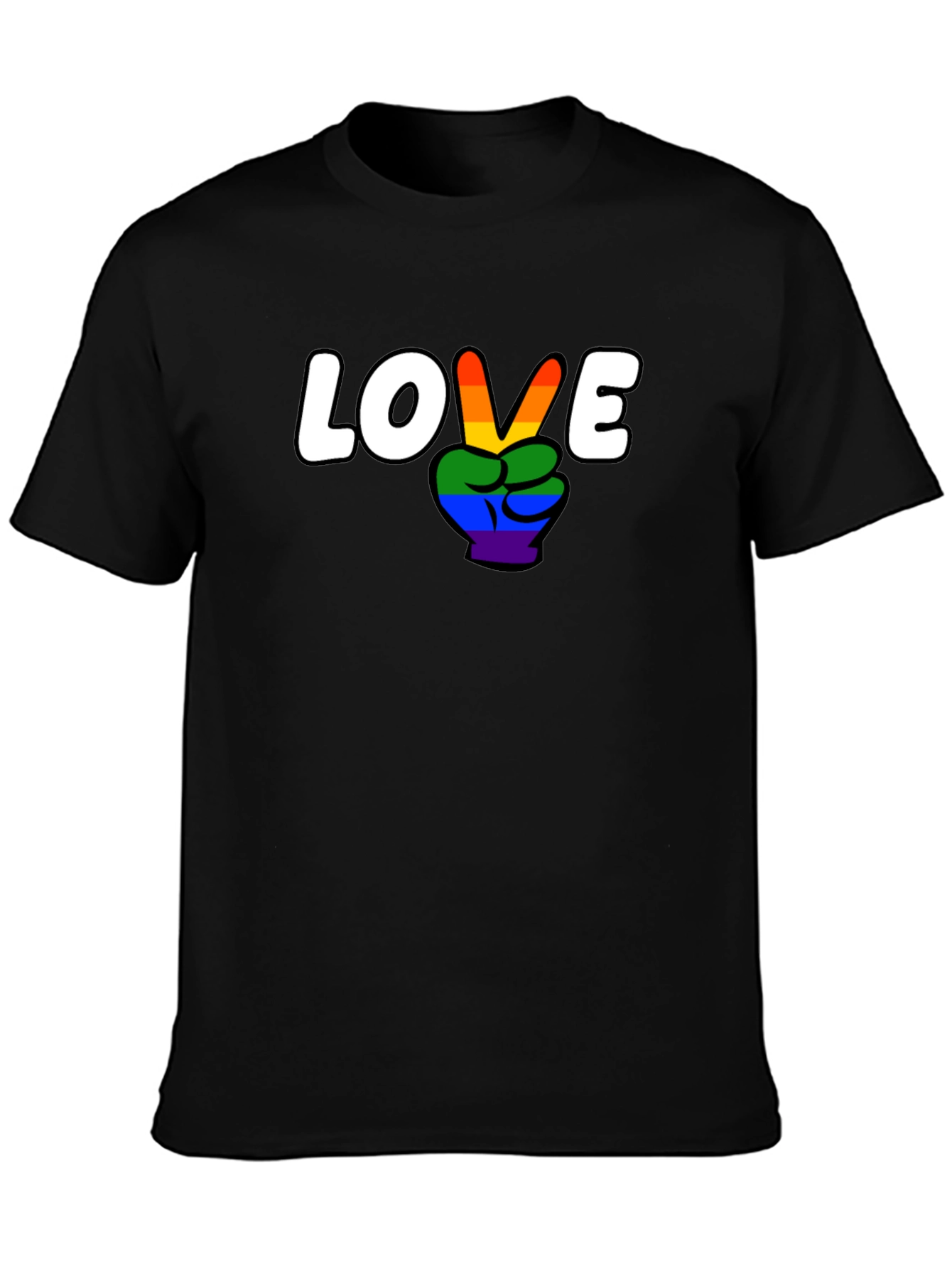 Love Wins Rainbow Peace Sign Graphic Tee