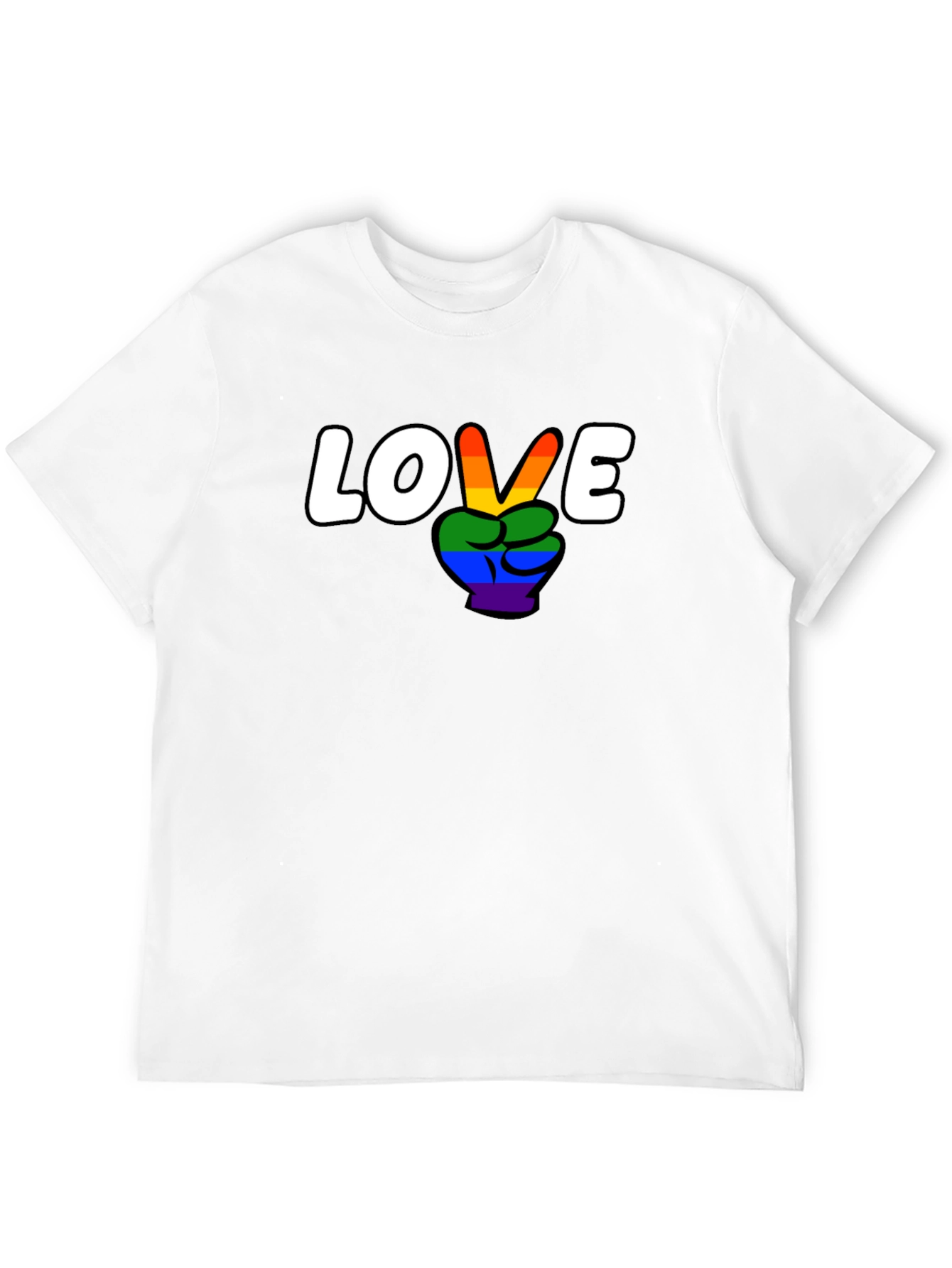 Love Wins Rainbow Peace Sign Graphic Tee