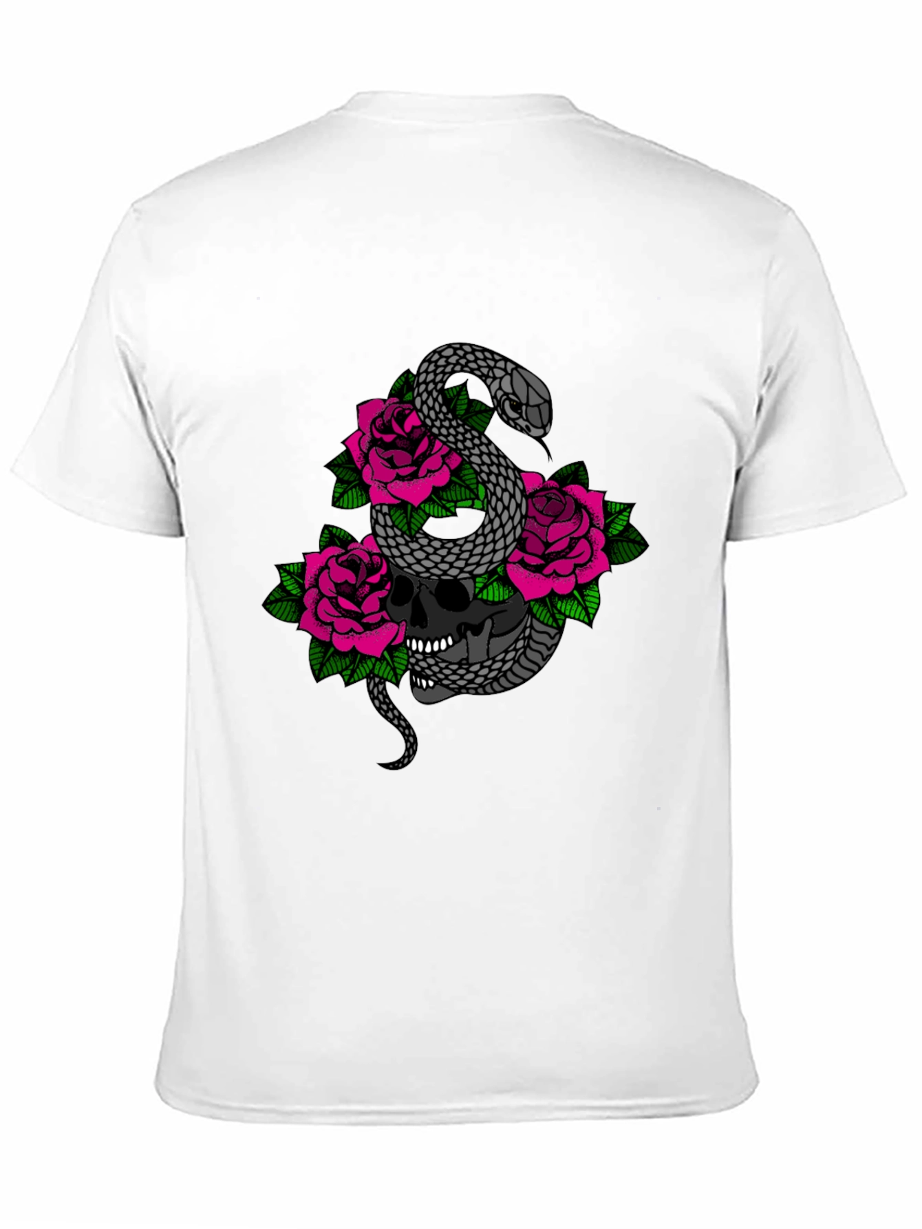 Skull Snake and Roses Graphic T-Shirt