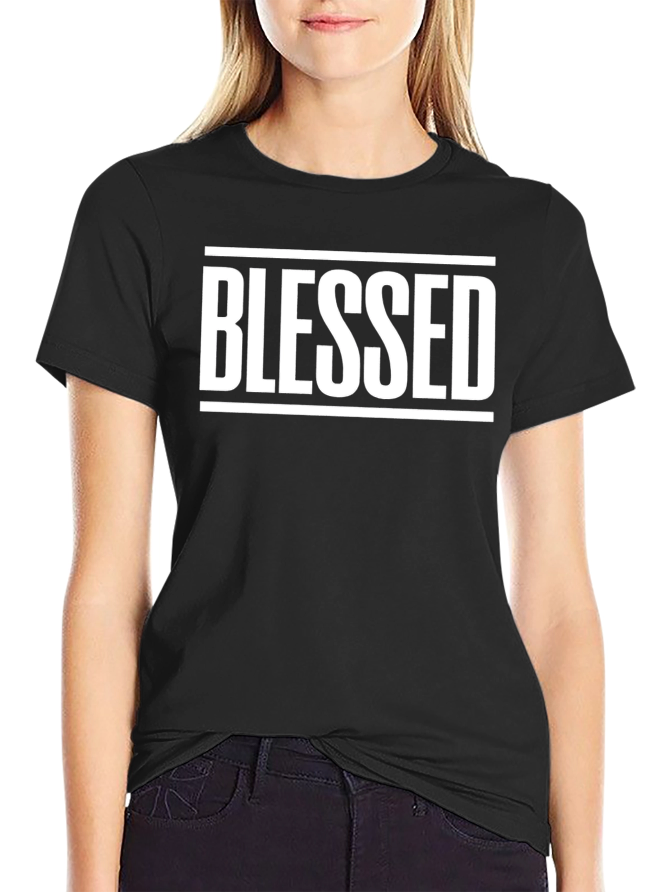 Blessed Graphic T-Shirt - Black Crew Neck Tee