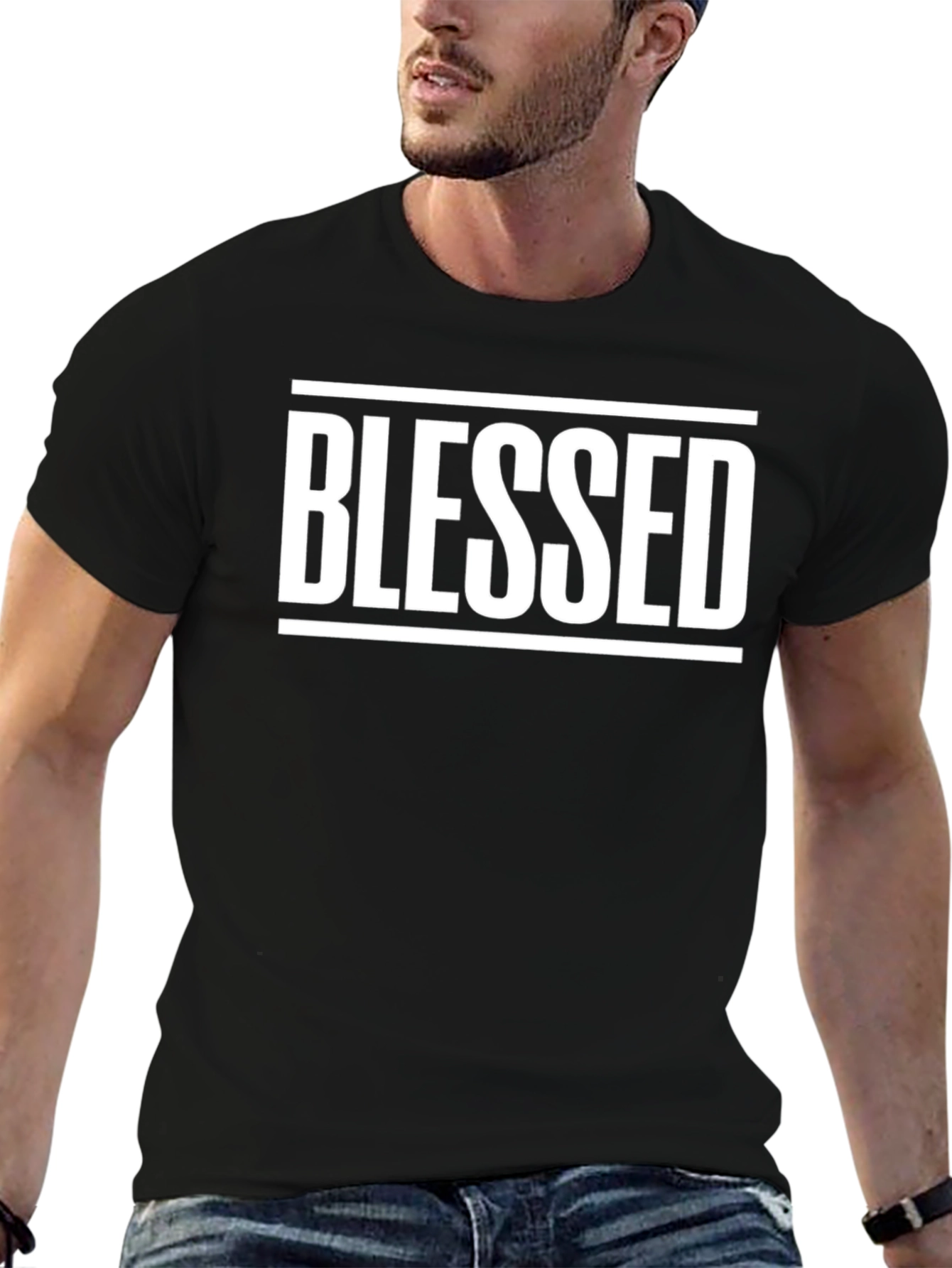 Blessed Graphic T-Shirt - Black Crew Neck Tee
