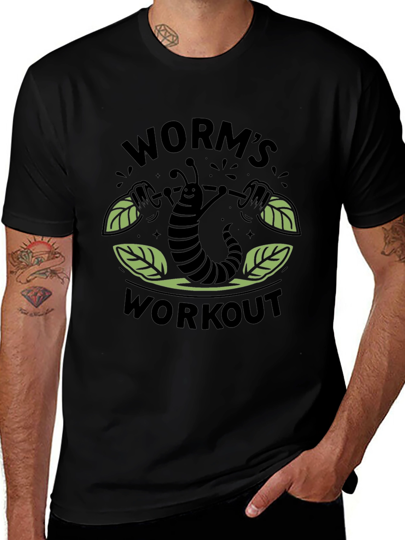 Worms Workout T-Shirt - Black Cotton Tee