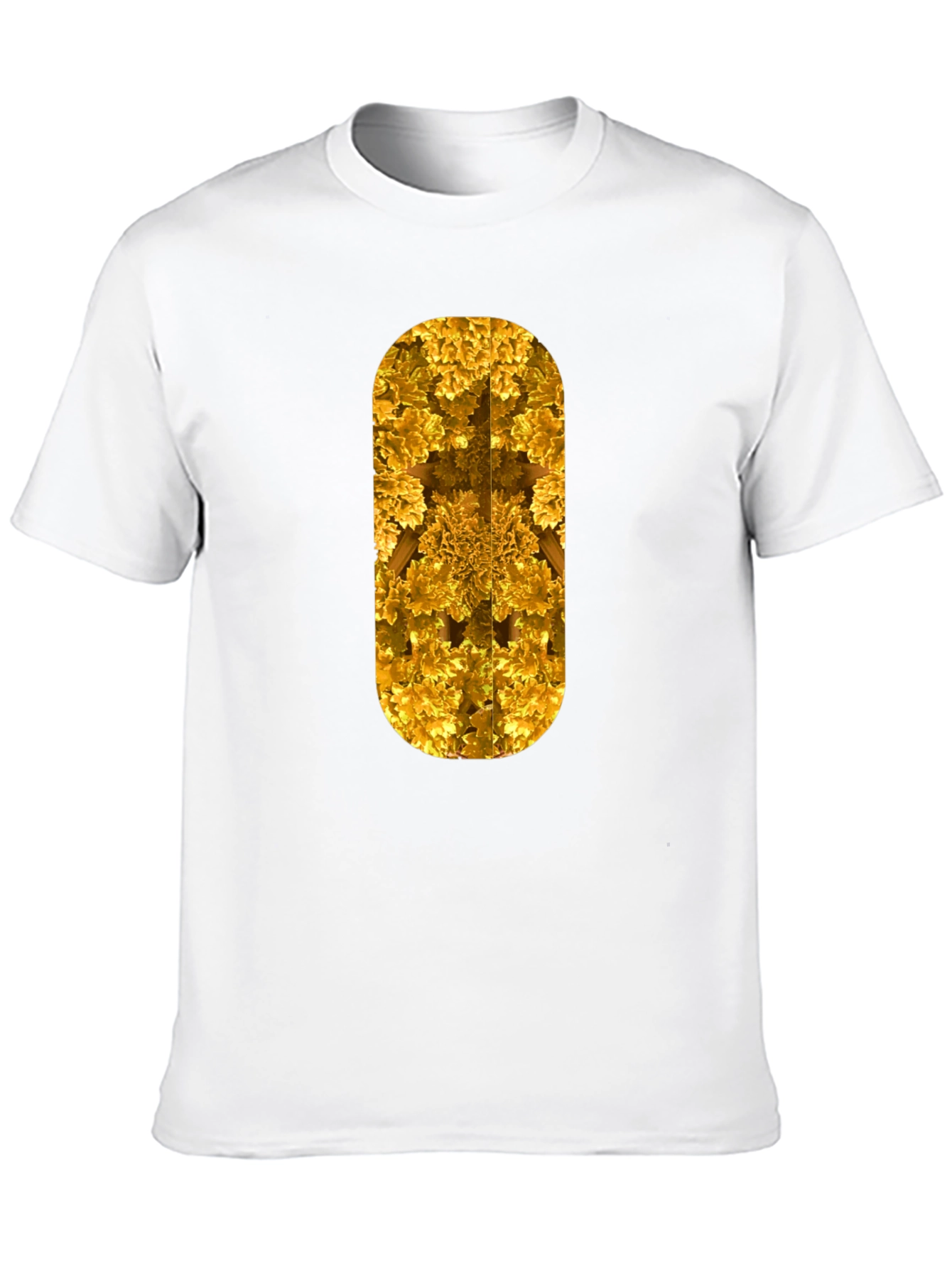 Golden Fractal Print Black T-Shirt